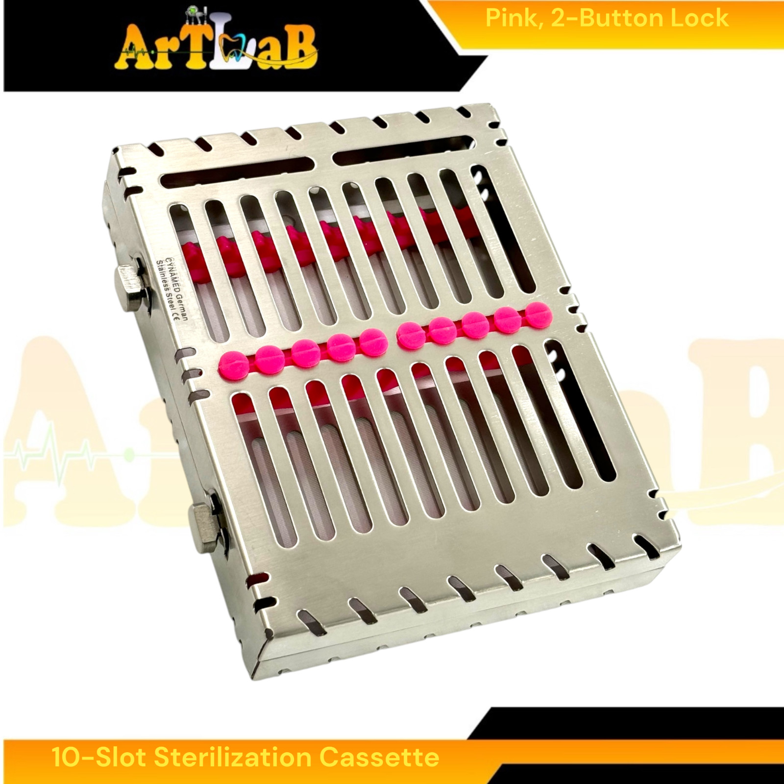 Pink Inserts, 10 Instrument Sterilization Cassette, 7″ x 5.5″ x 1.25″, Dental