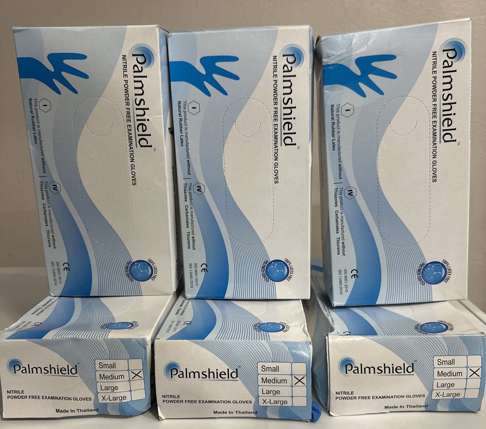 Palmshield Blue Nitrile Power Free Examination Gloves, 100/box (6 Of 100).