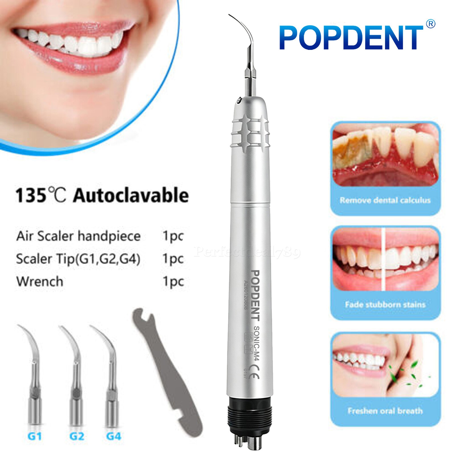 NSK Style Dental Ultrasonic Air Perio Scaler Handpiece Hygienist W 3Tips POPDENT