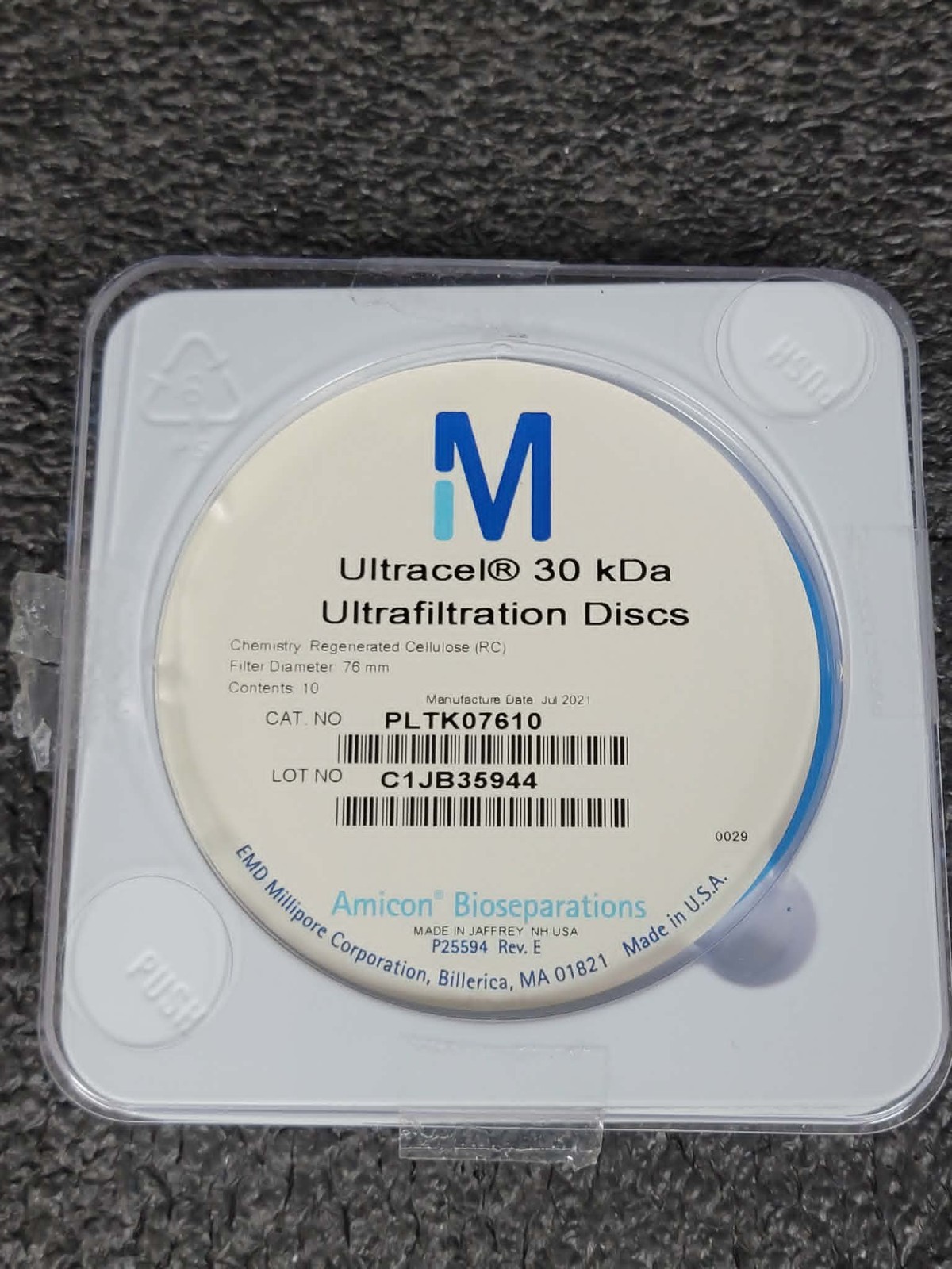Millipore PLTK07610 Ultracel 30kDa Ultrafiltration Discs RC Cellulose Membranes