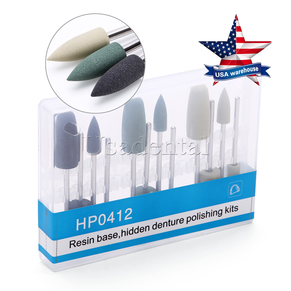 Dental Resin Base Hidden Denture Polishing Kit HP0412 For Low Speed Handpiece