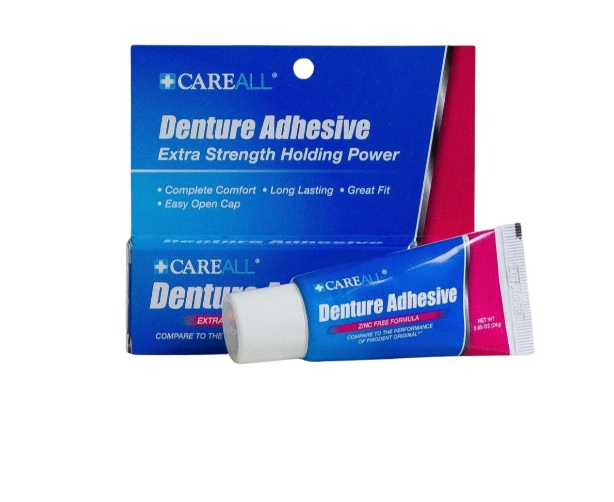Careall Denture Adhesive Cream Zinc Free Extra Strength Natural Ingredients