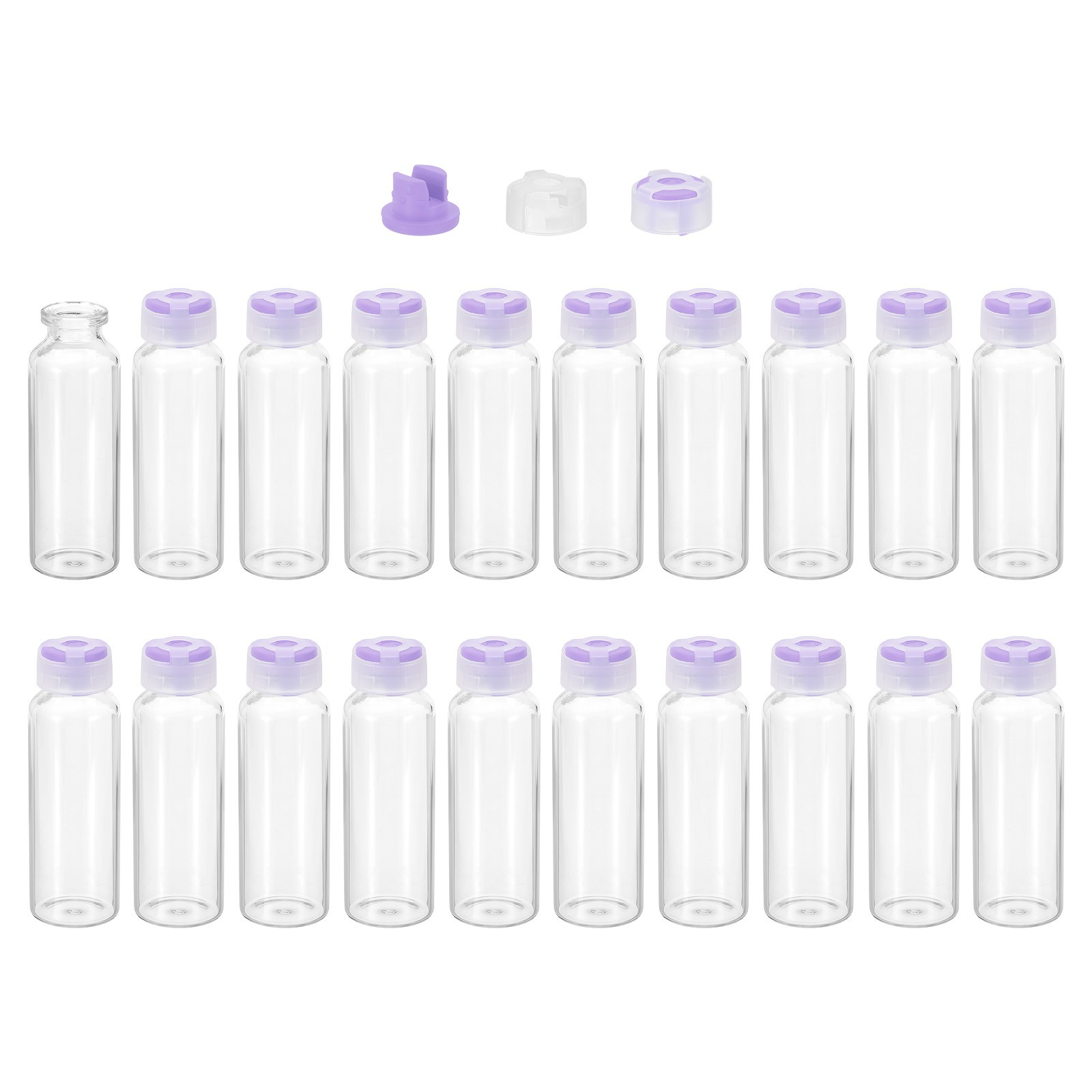 30ml Clear Glass Sample Vials, 20Pcs Small Liquid Bottles, Purple