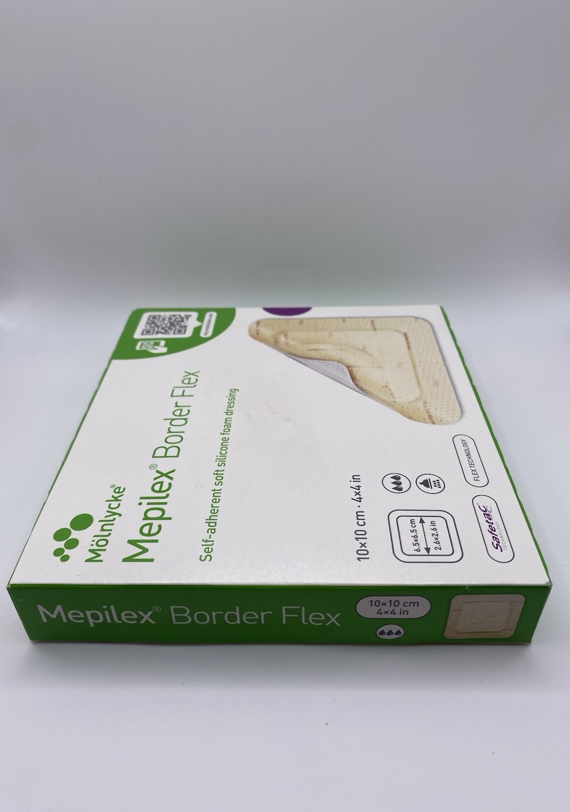 Mepilex Border Flex – Soft Silicone Foam Dressing – 4″ x 4″ – Box of 5 Dressings