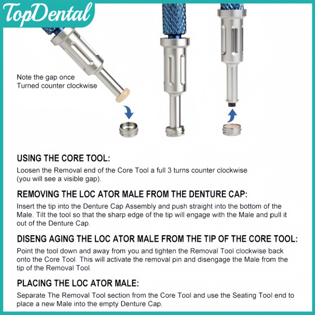Dental Retention Cap Insertion Locator Core Tool Overdenture Abutment Fit OSSTEM