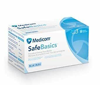 MEDICOM SAFEBASICS FACE MASKS, LEVEL 3, BLUE, 50/BX, 10 BX/CASE, 1 CASE, 2151