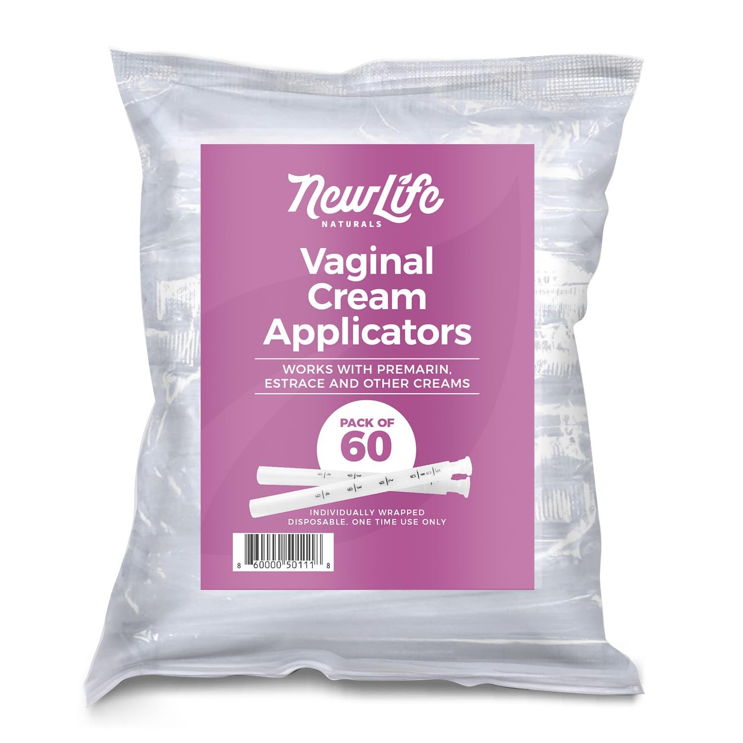 Naturals Disposable Vaginal Applicators 60 Pack – Threaded Vaginal Cream Applica