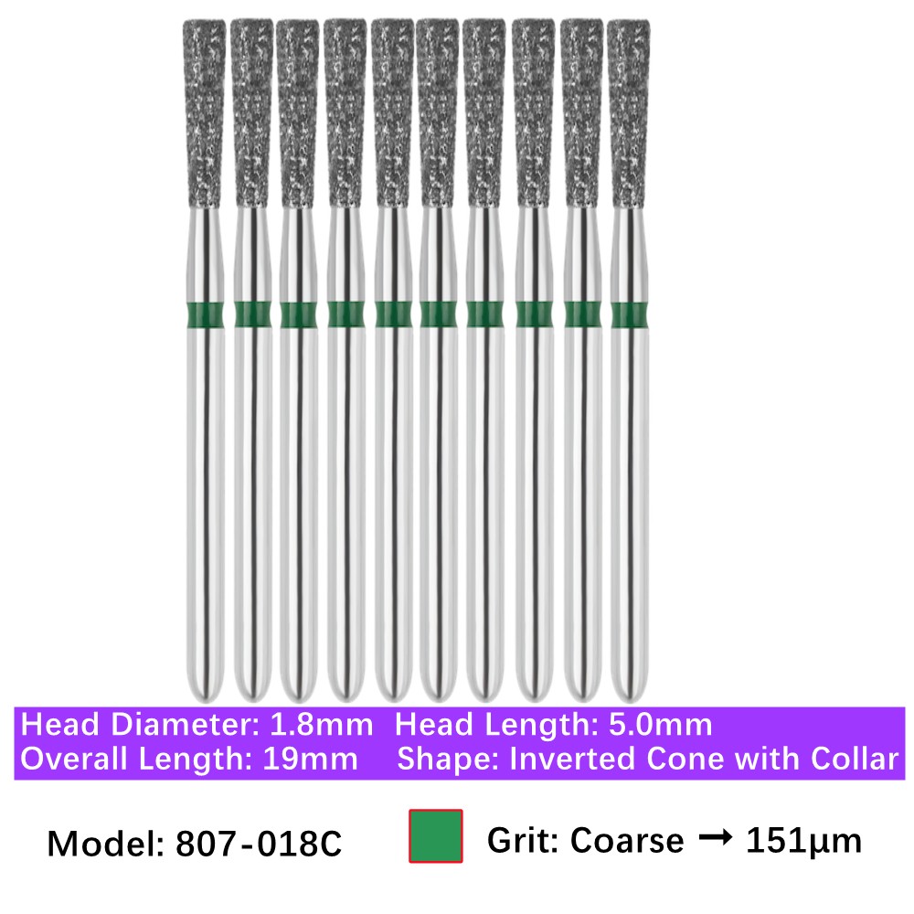 Vakker Dental Inverted Cone FG Diamond Bur 807-018C Coarse 10/pk