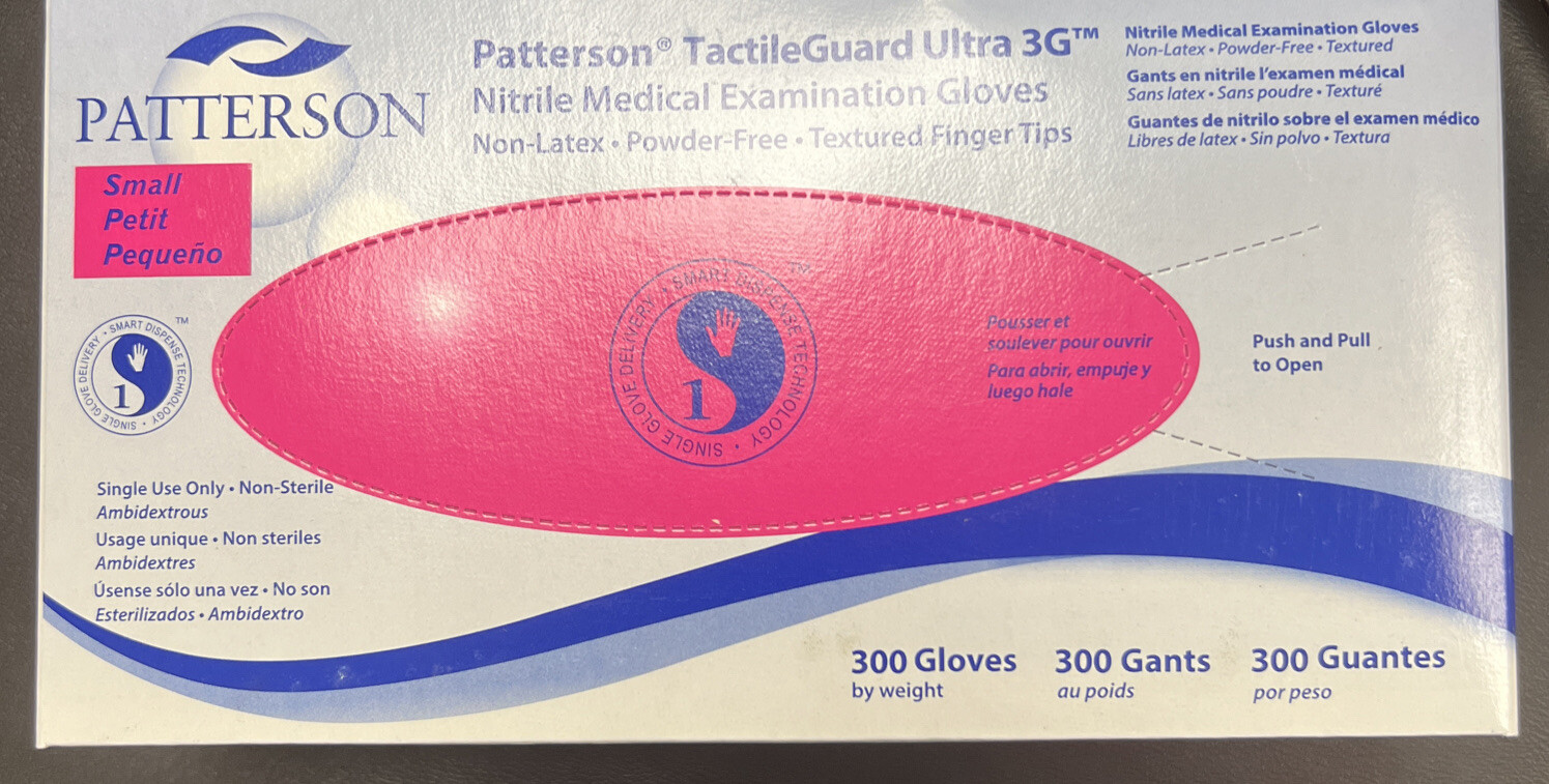 Patterson TactileGuard Ultra 3G 088-5723 Nitrile Exam Gloves 300 Box – Small