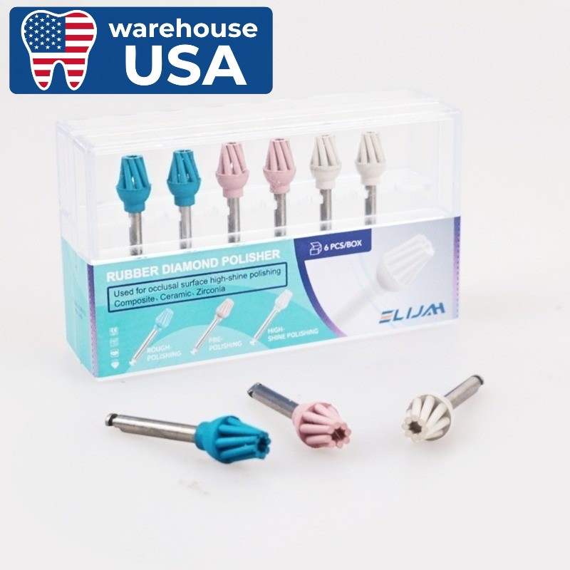 6Pcs Dental 3-Step Composite Polishing Kit 14mm Diamond Helicoid Wheel RA 2.35mm