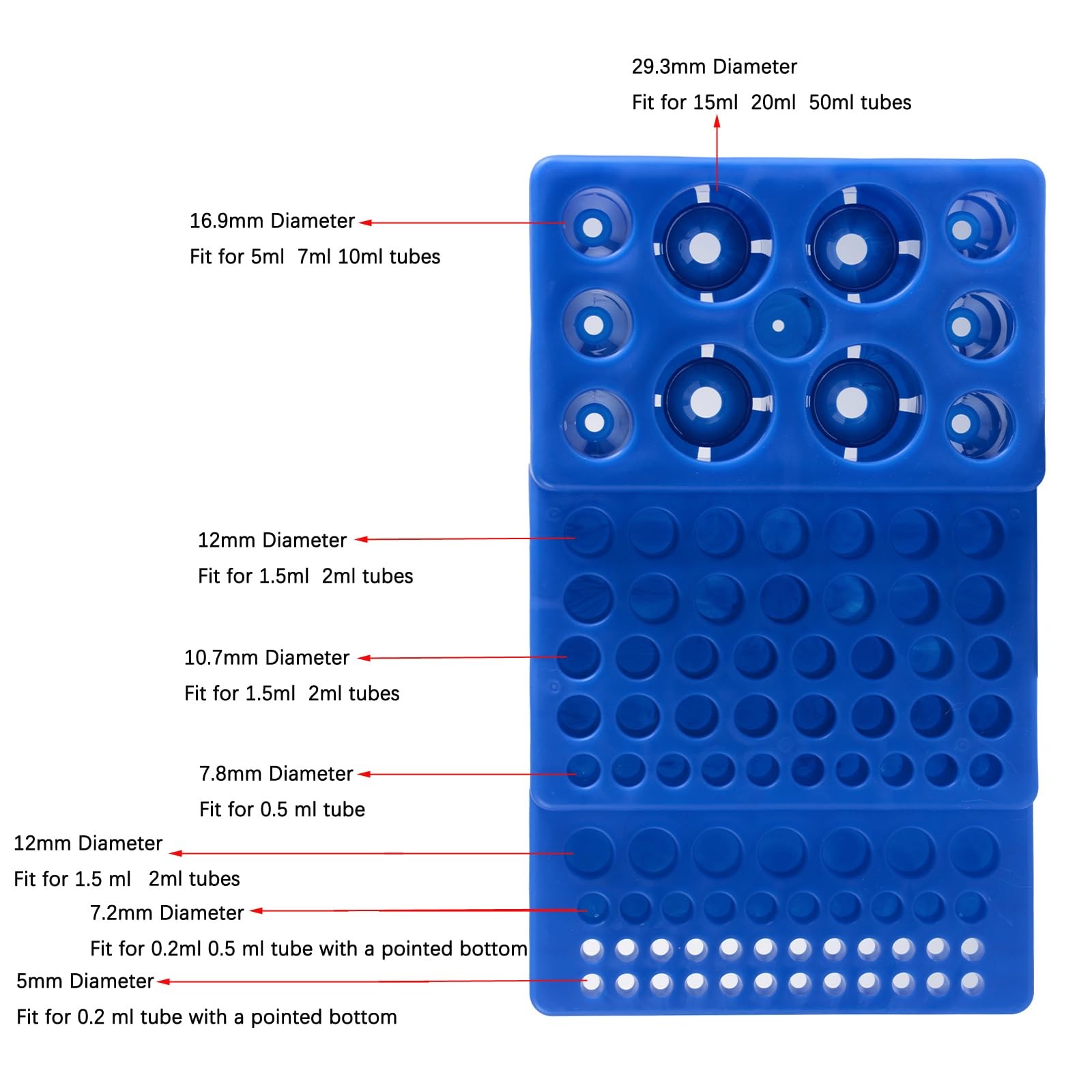 Eowpower Multifunctional Trapezoidal Tube Vial Rack for 0.2-50 ml