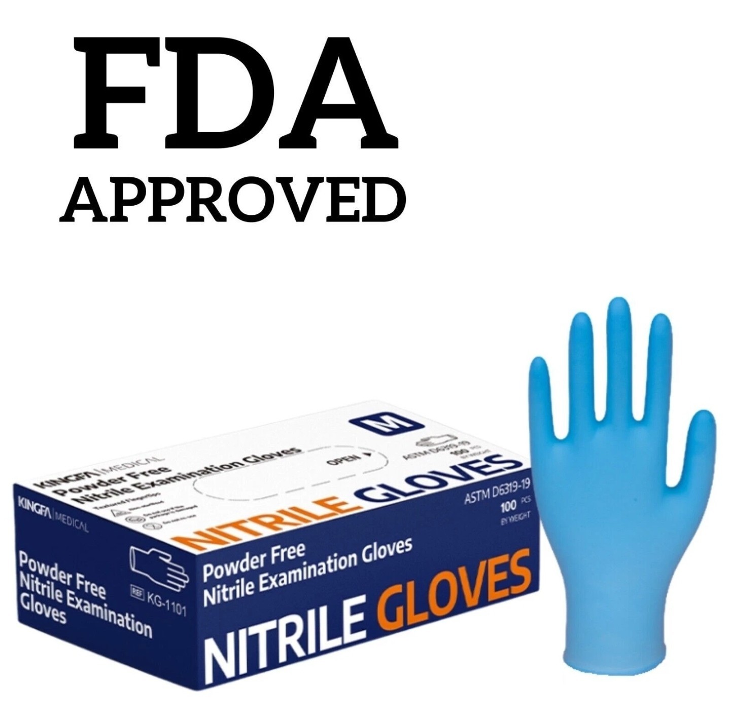 KINGFA Medical Powder Free Nitrile Examination Gloves Medium for Healthcare