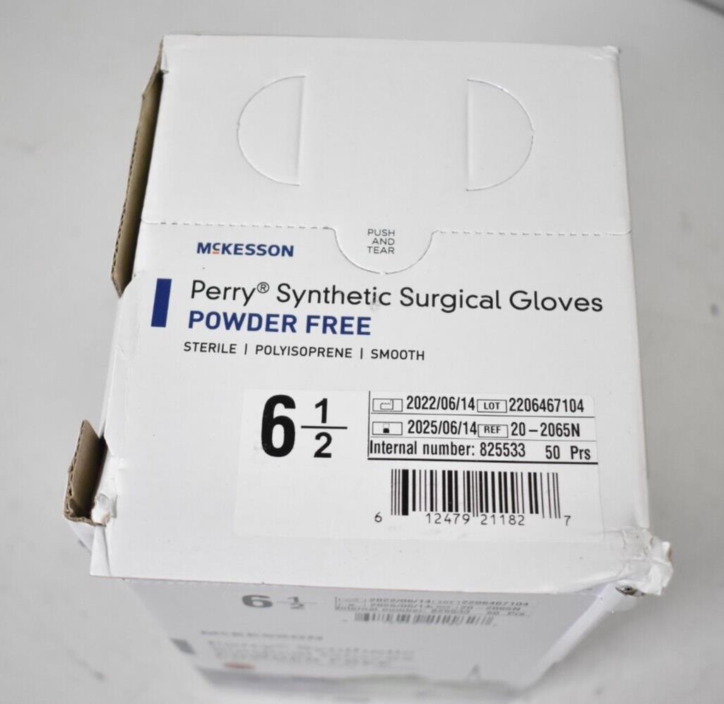 McKesson Perry Polyisoprene Synthetic Surgical Gloves 50 Pack Size 6-1/2