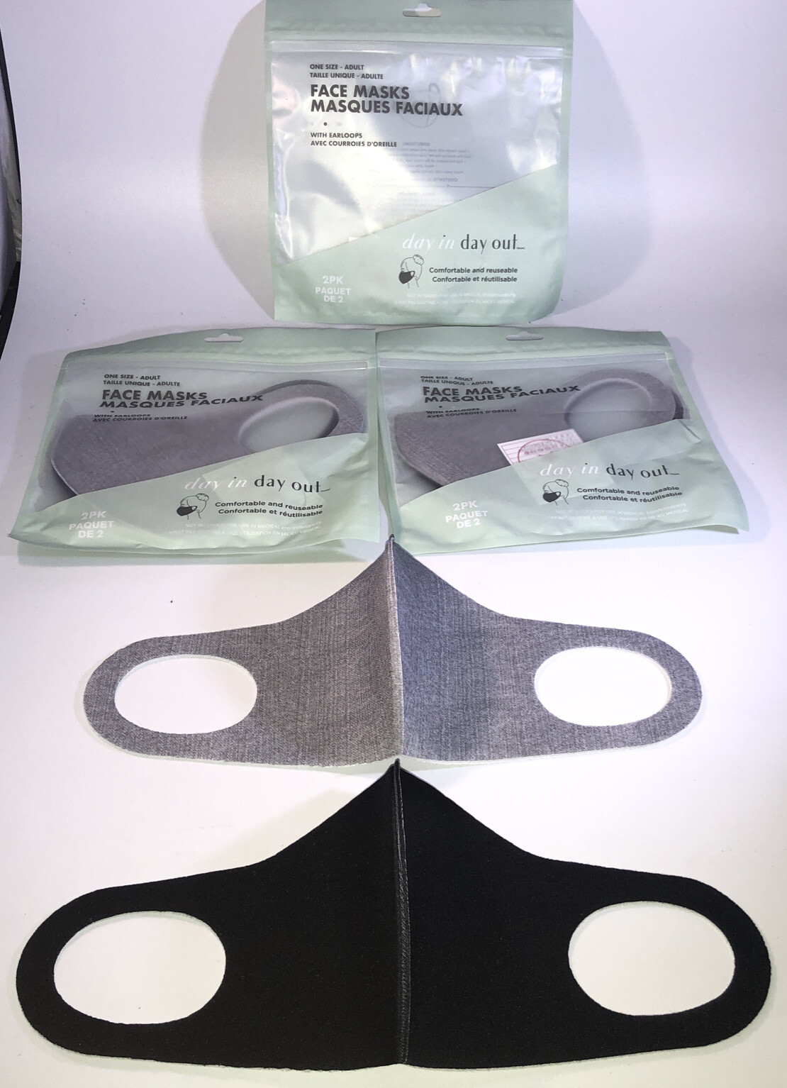 6 Adult Face Masks Black/Gray Washable Reusable Breathable(3ea 2Pks)NEW-SHIPN24H