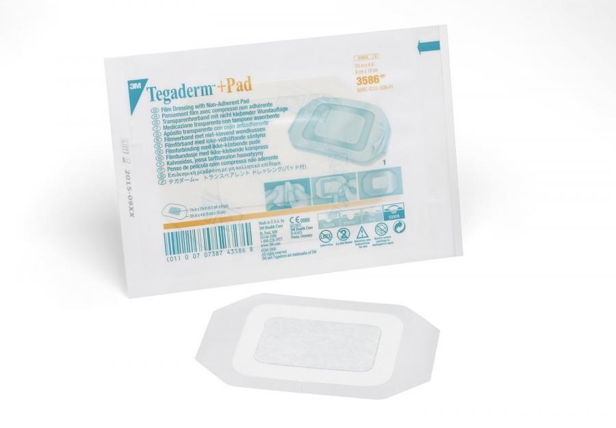 3M Tegaderm +Pad Film Dressing, 3.5 x 4 Inches, Frame Style, Sterile, 100 Count