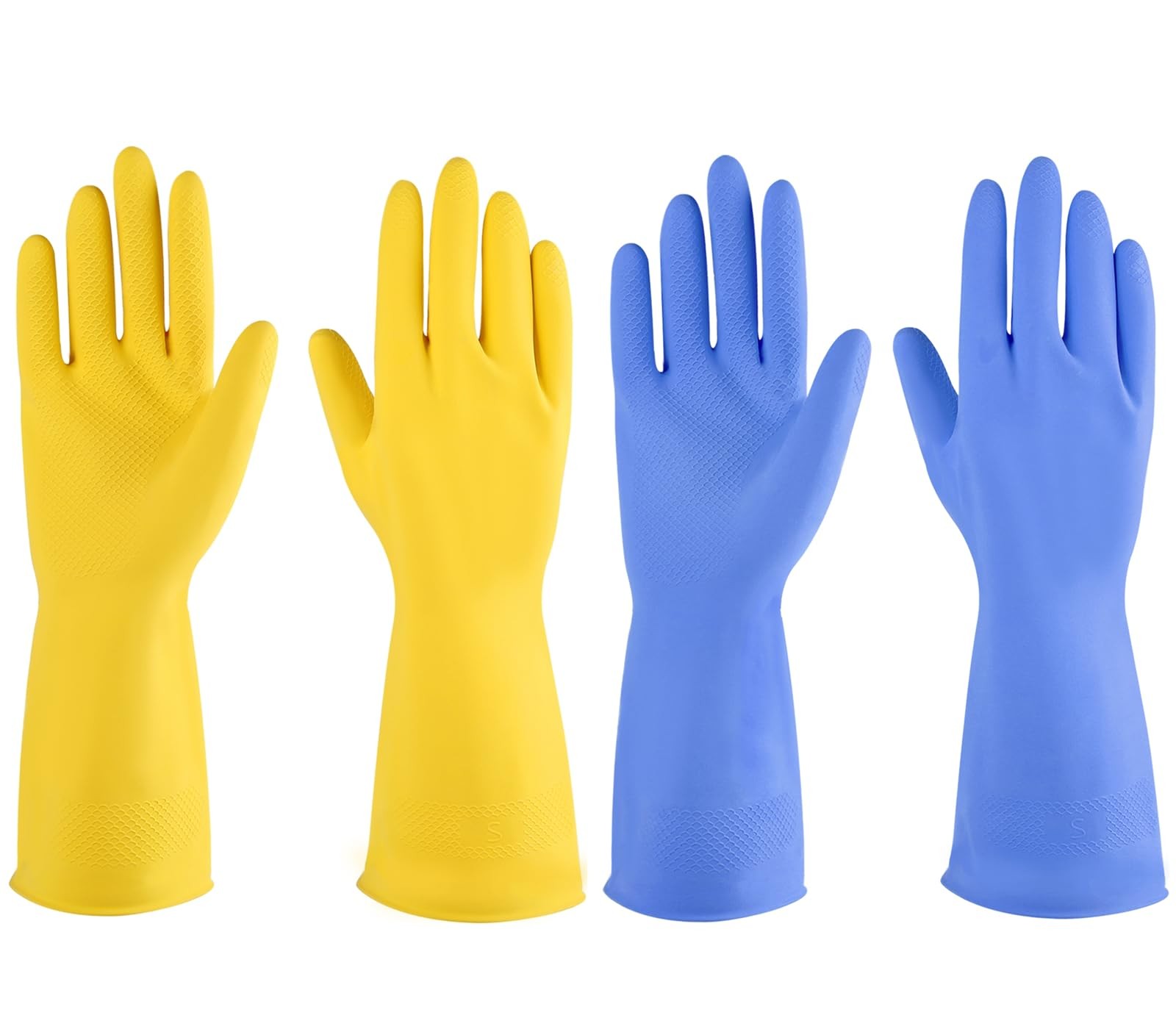 Rubber Dishwashing Gloves, 2 Pairs, Reusable Kitchen Cleaning Gloves, Medium
