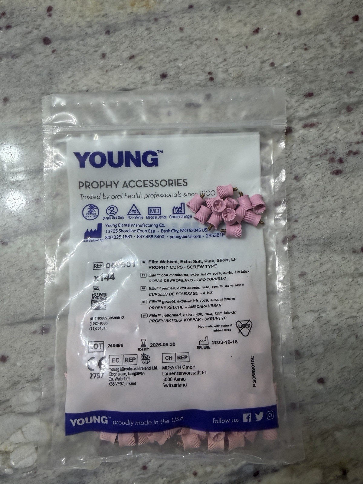 Young Prophy Accessories Pink Prophy Cups Screw Type Extra Soft Short x144