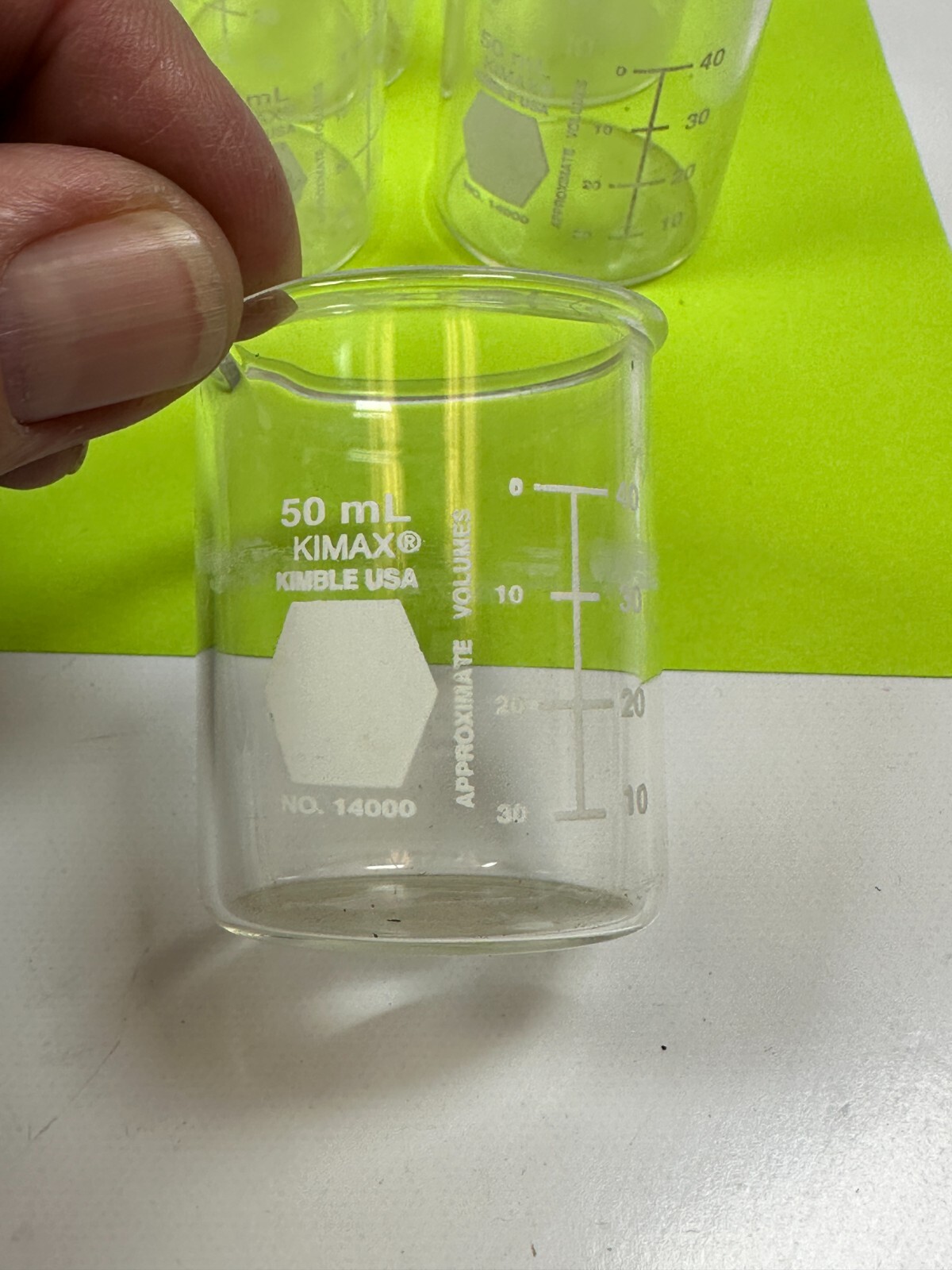 Kimax Kimble USA 50ml Beakers 1400 with Spout (Lot of 8) – Used Need Cleaning