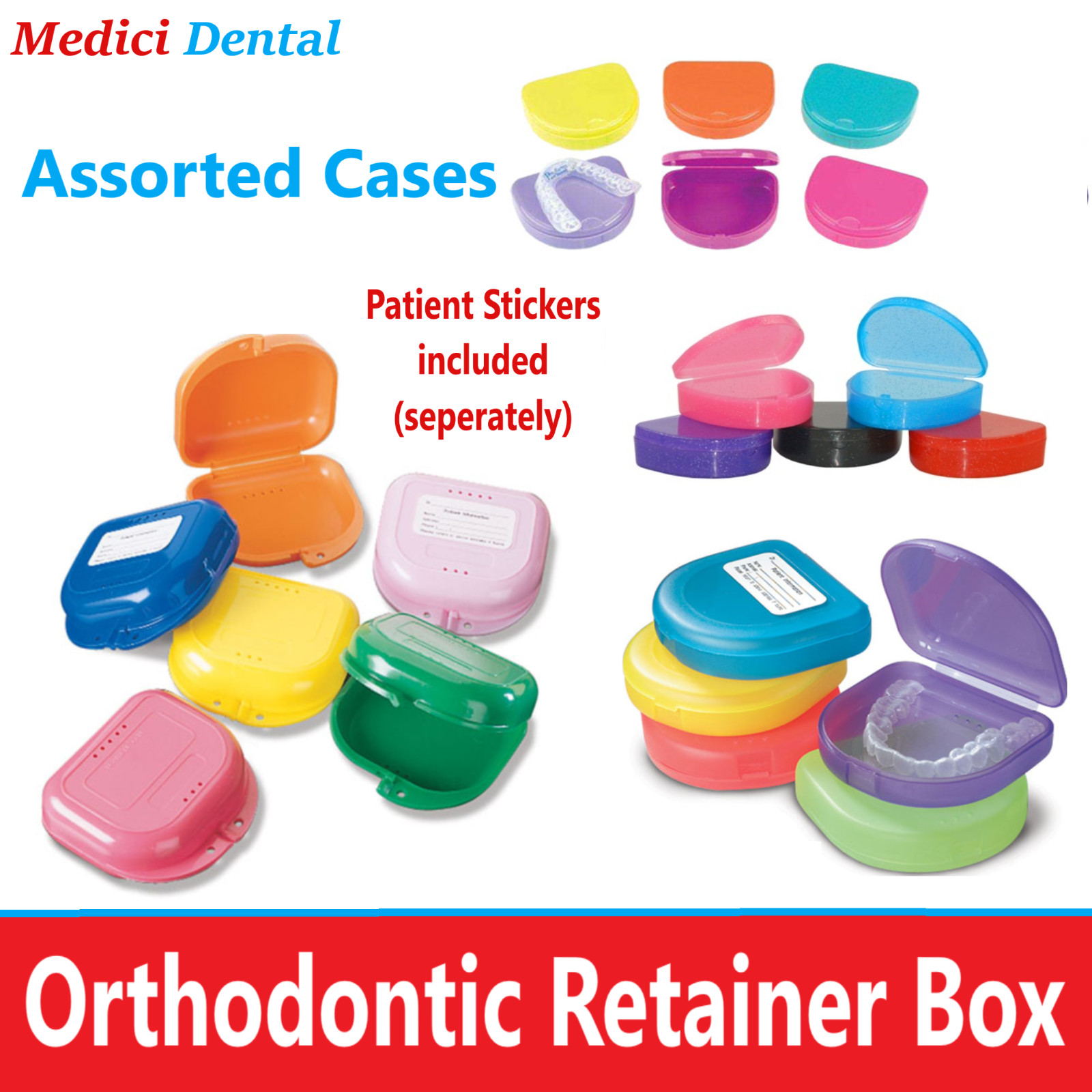 Dental Retainer Box Orthodontic Appliance Guard Snap closure, Up to 200/Case