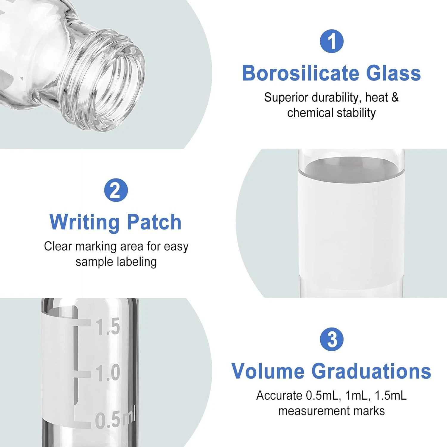1000/2000/3000/4000PCS 2mL Autosampler Vials HPLC Vials, 9-425 Clear/Amber Vials