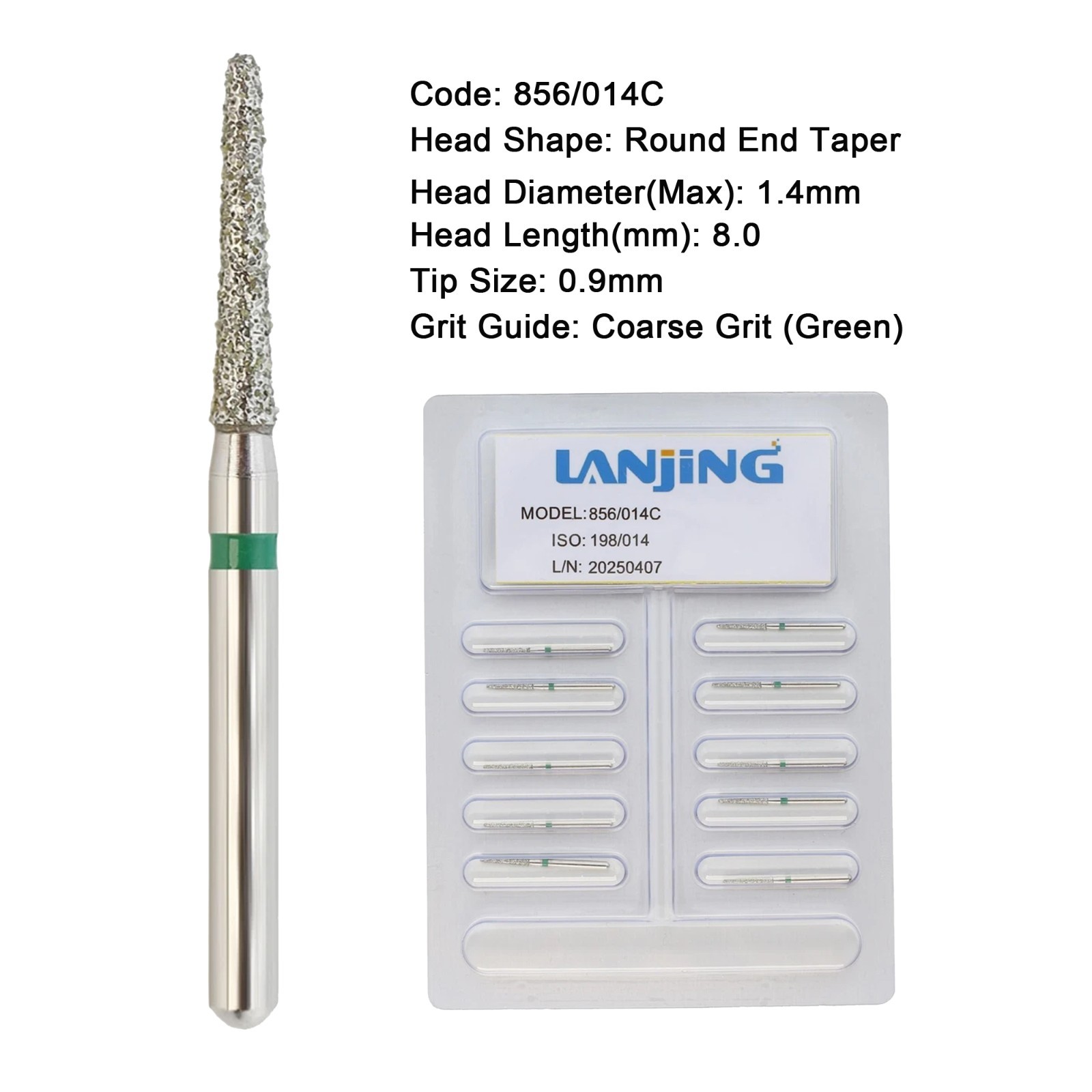 Dental Diamond Burs FG Round End Taper Cylinder High Speed 850 856 Friction Grip