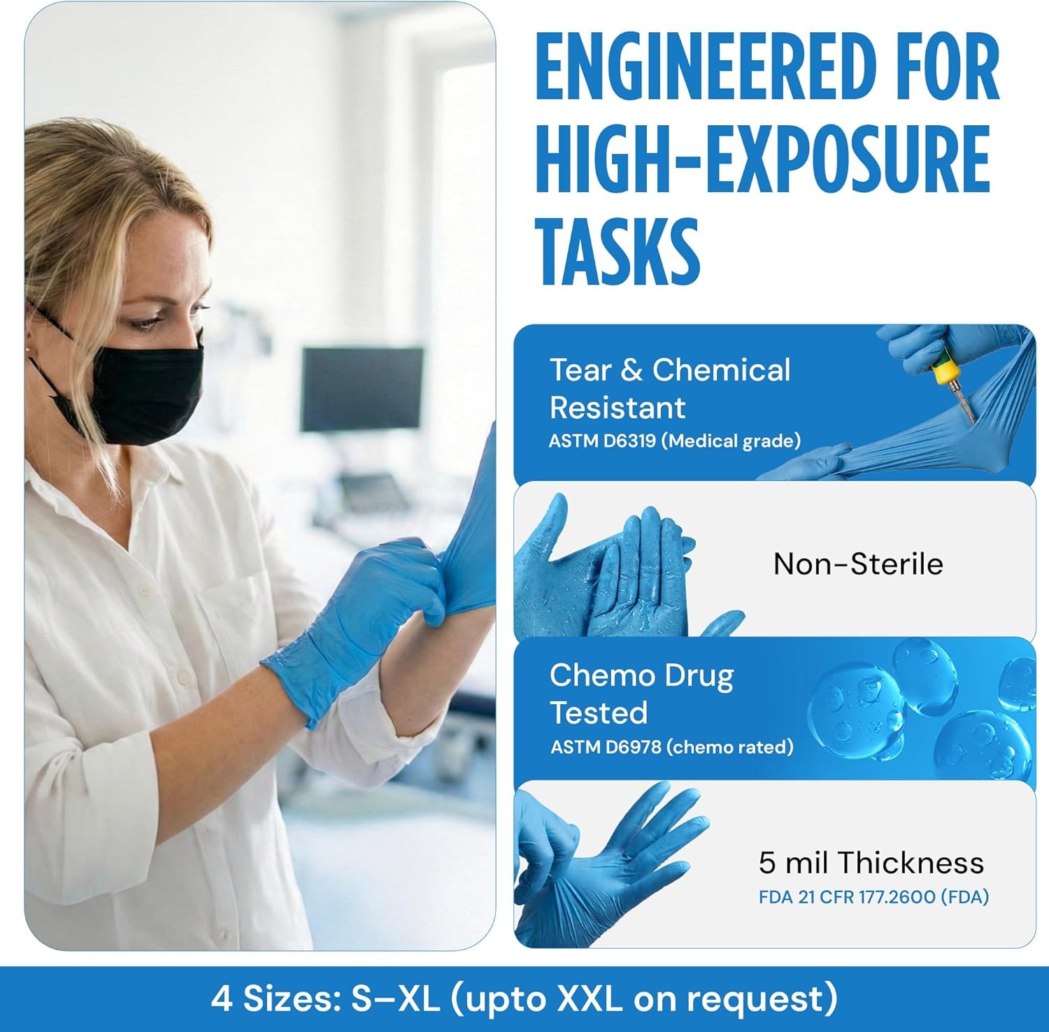 Heavyweight Nitrile Gloves Exam Grade Latex Free Disposable
