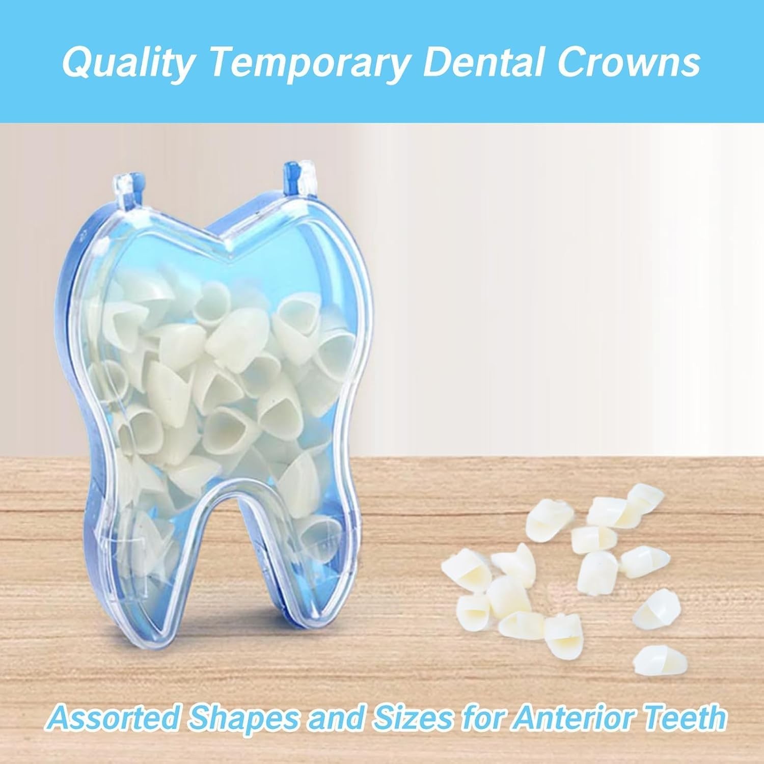 100 Pcs Tooth Caps for Broken Mixed Sizes Dental Temporary Crown Kit…