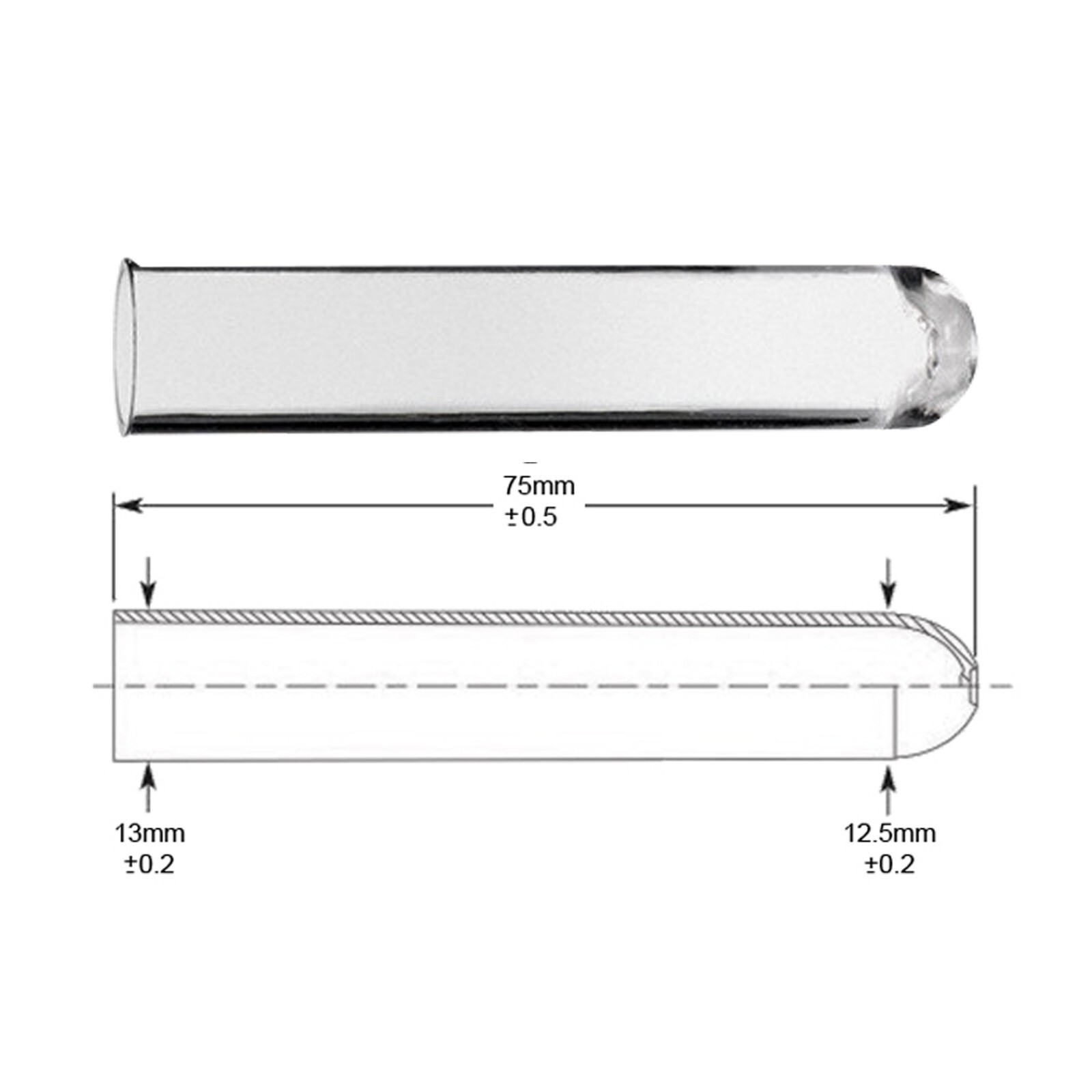 PRECISION IN CLEAR: 5ML POLYSTYRENE TEST TUBES RIMLESS, 12X75MM, EXP 07/2027