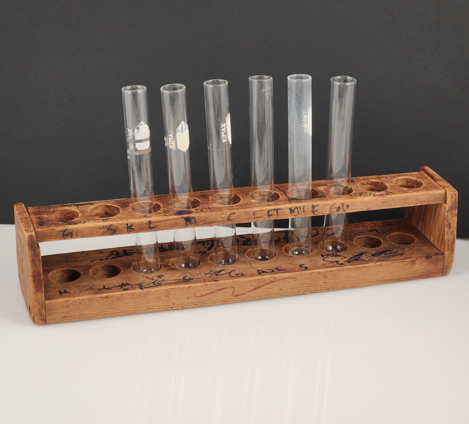 1x Vintage old school chemistry lab wooden Test Tube Rack Stand Holder for decor