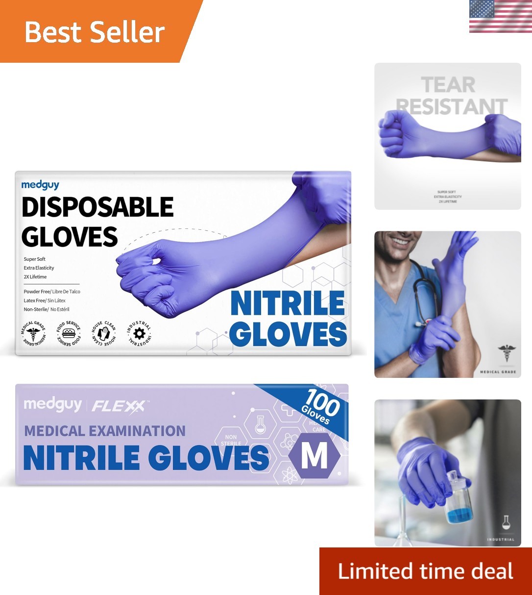 Medical Nitrile Exam Gloves, 4 Mil Powder-Free Latex-Free Disposable Food-Saf…