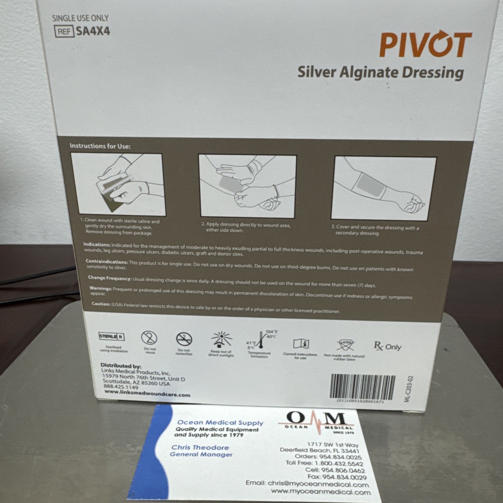 4” X 4” Silver Alginate Dressing, 10/Box By Pivot #SA4X4.