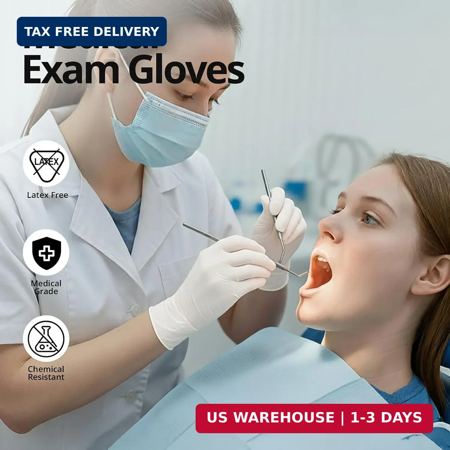 SwiftGrip Disposable Nitrile Exam Gloves, 3-mil, X-Small, Box of 100, White Nitr
