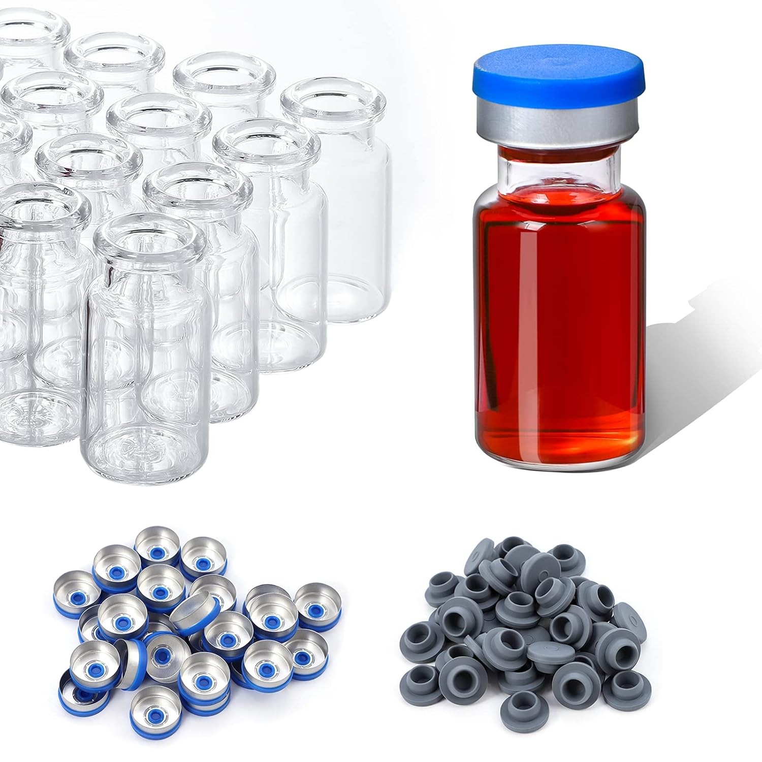 1000PCS 2/3/5/10/20ml Glass Vials Headspace Vials Lab Vials w/ Caps Sample vials