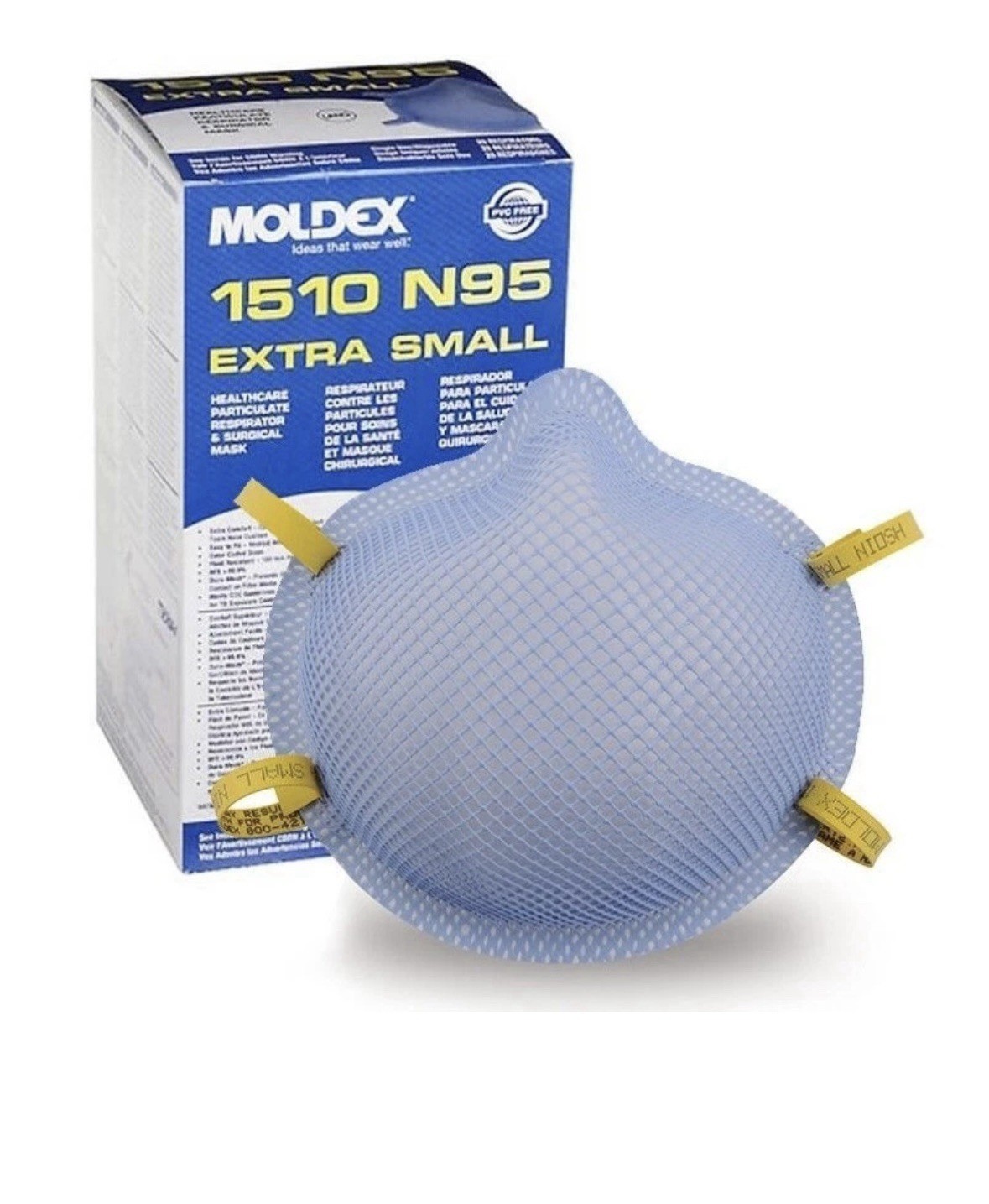 MOLDEX 1500 Series 1510 N95 Respirator & Surgical Mask, XS, 2030 Expiry – 20/Box
