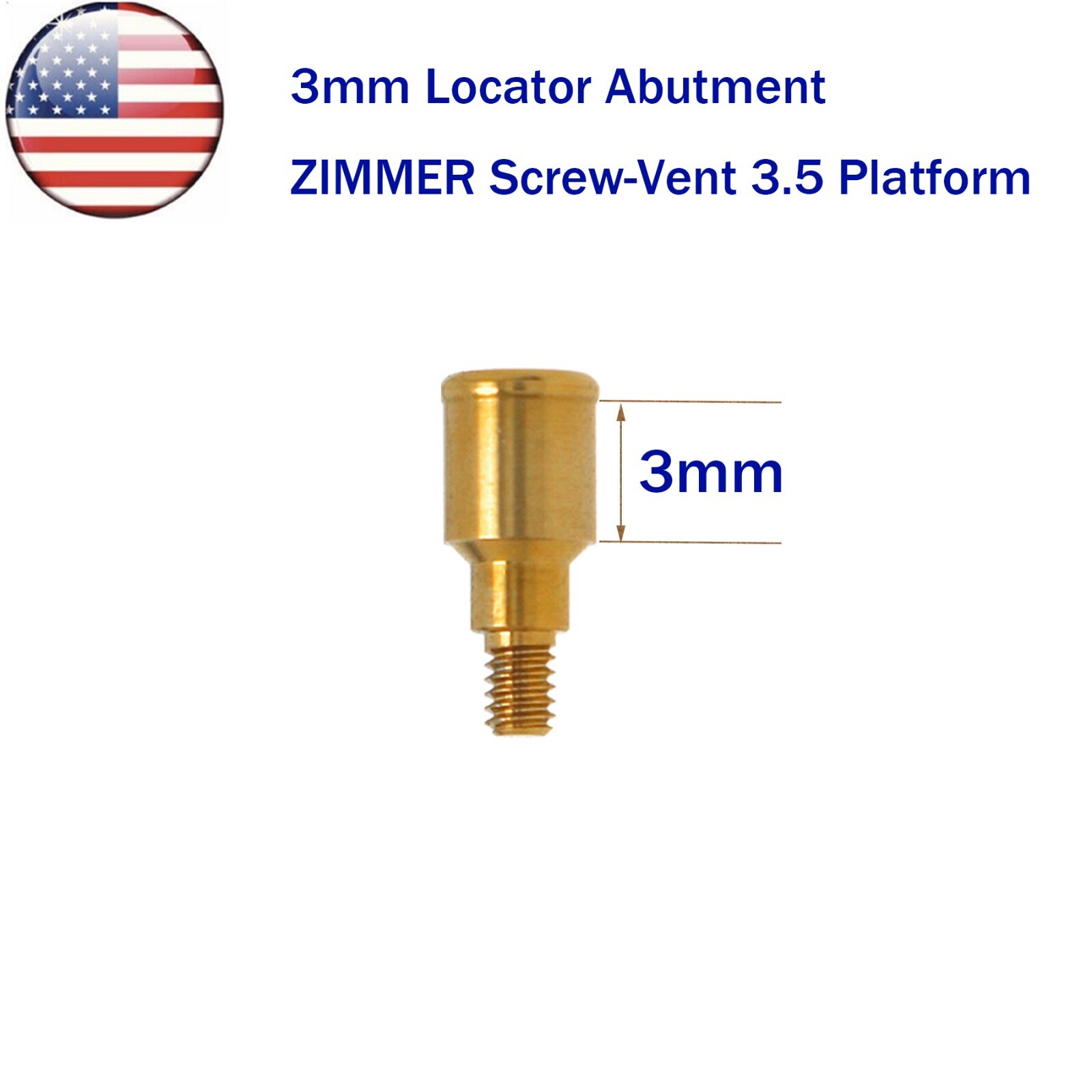 US Dental Attachment Abutment PAØ3.5mm Removable Male Caps Tool for Zimmer