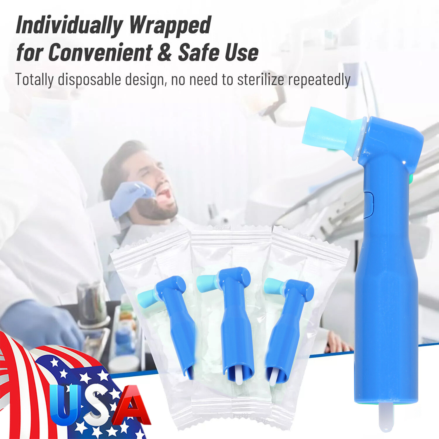 100pcs Dental Disposable Pro Angle Prophy Angles Cup Blue Color Firm 105°