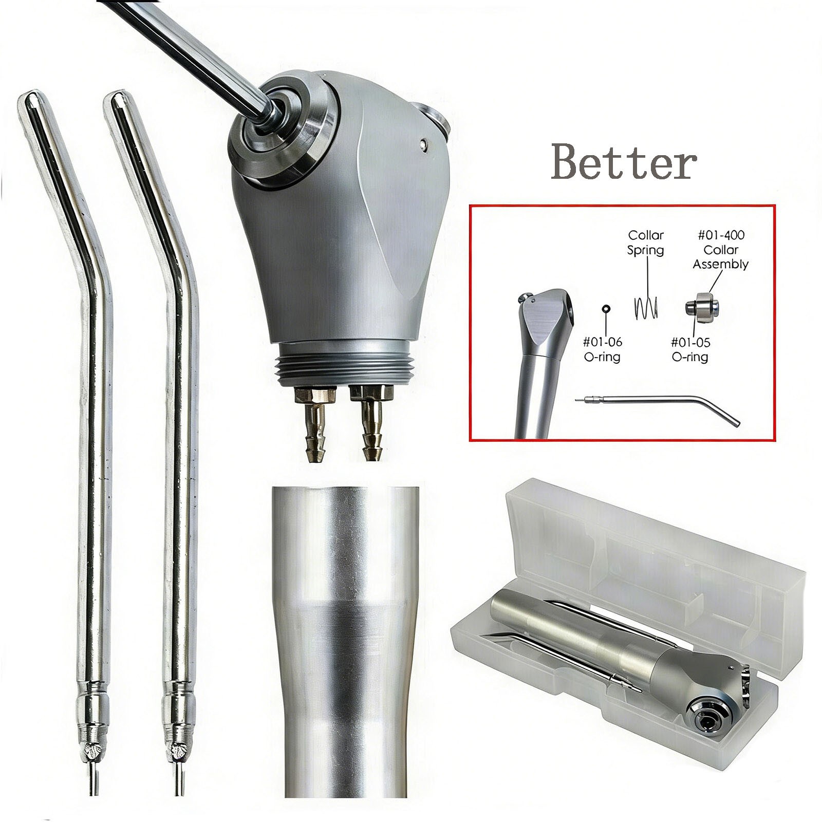 Dental 3-Way Air Water Spray Triple Syringe Handpiece with 2 Nozzles Tips Tubes