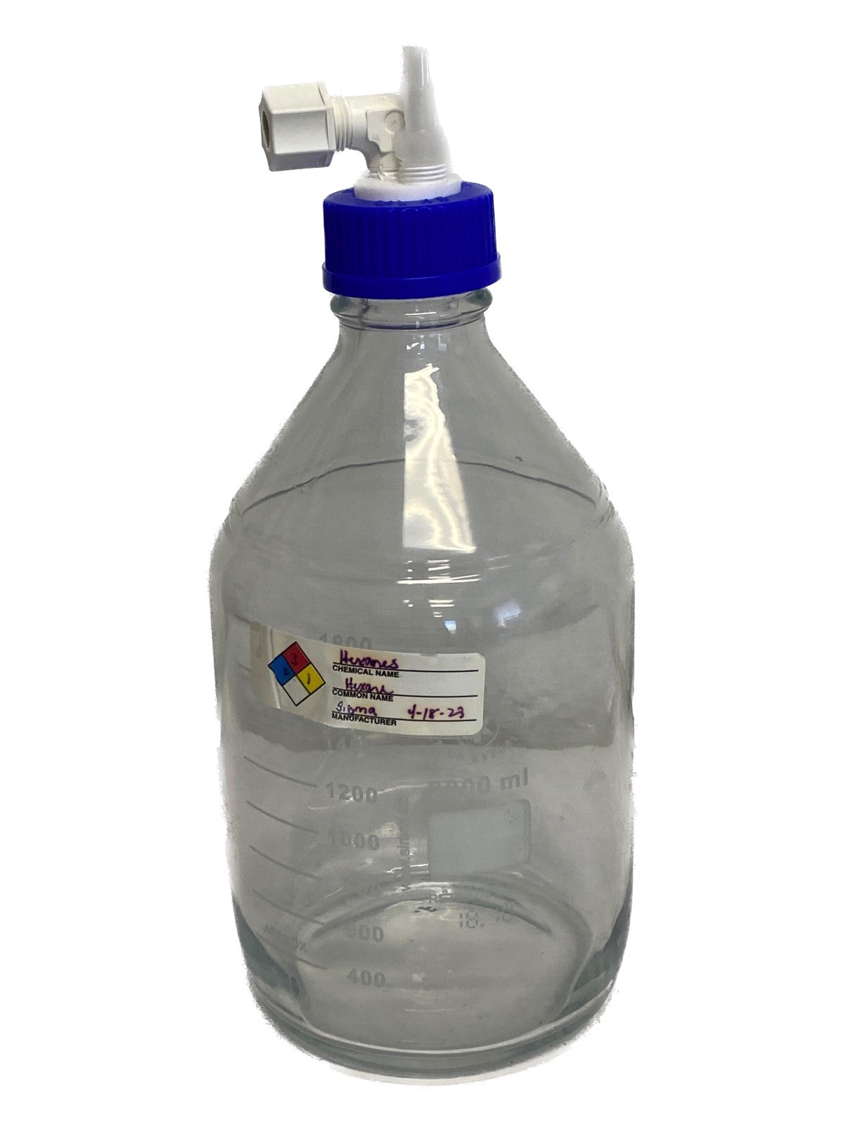 SIMAX 2000mL Plastic-Coated Glass Graduated Media Storage Bottle w/ GL-45 Cap