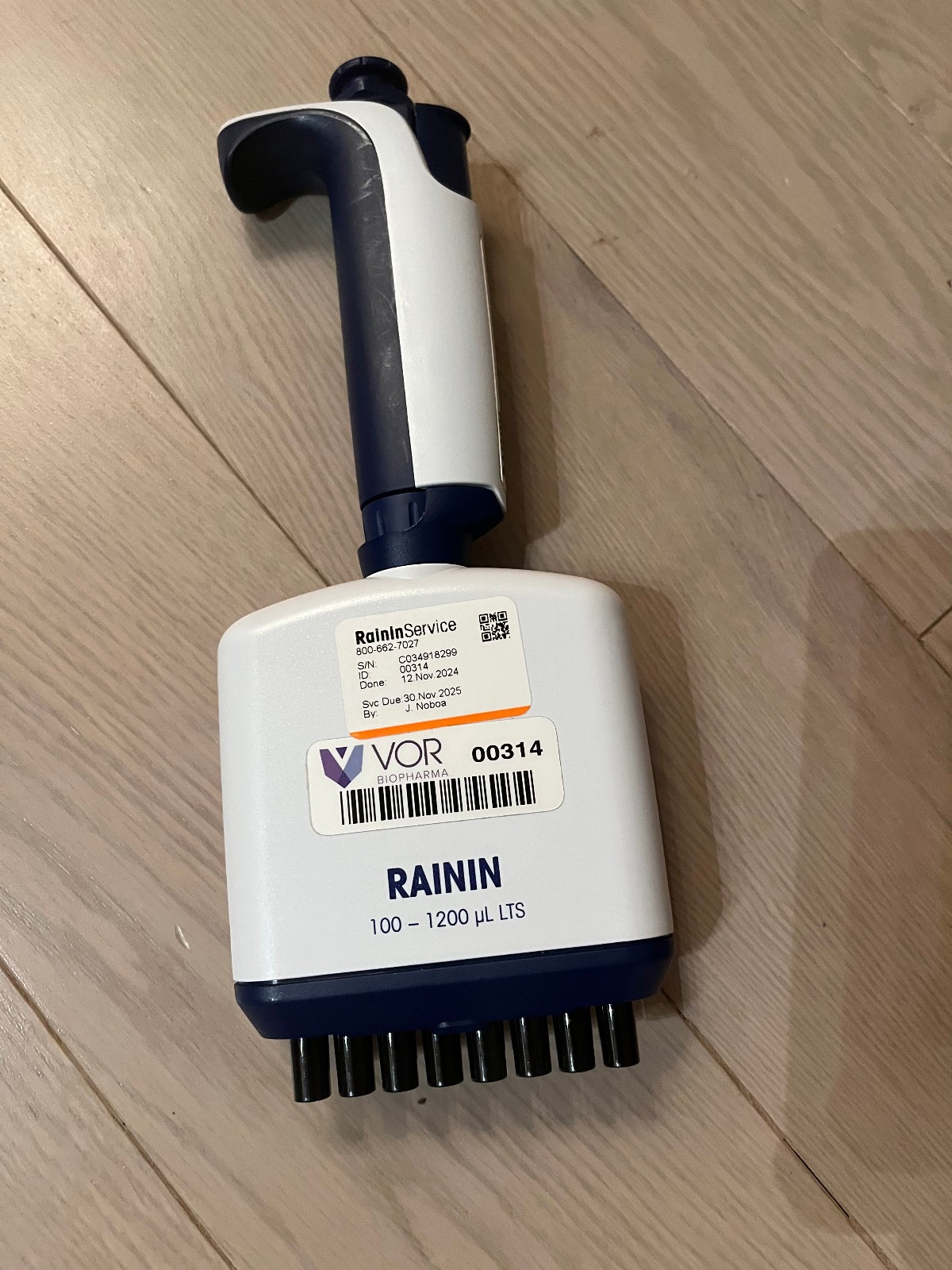 Rainin XLS multichannel pipet 8 variable 100- 1200 ul LTS calibrated 2024