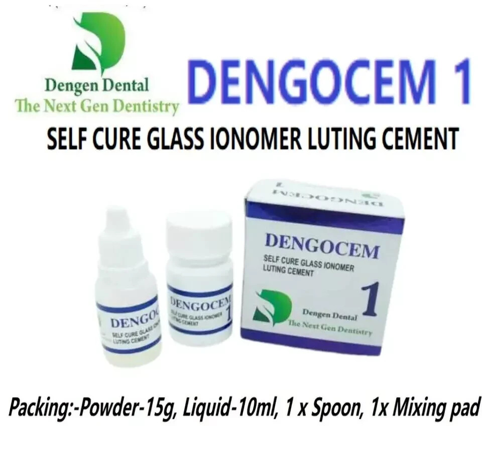 DENGEN Dengocem1 Permanent Cement For Fixing Loose Caps Crowns Bridges 15gm 10ml