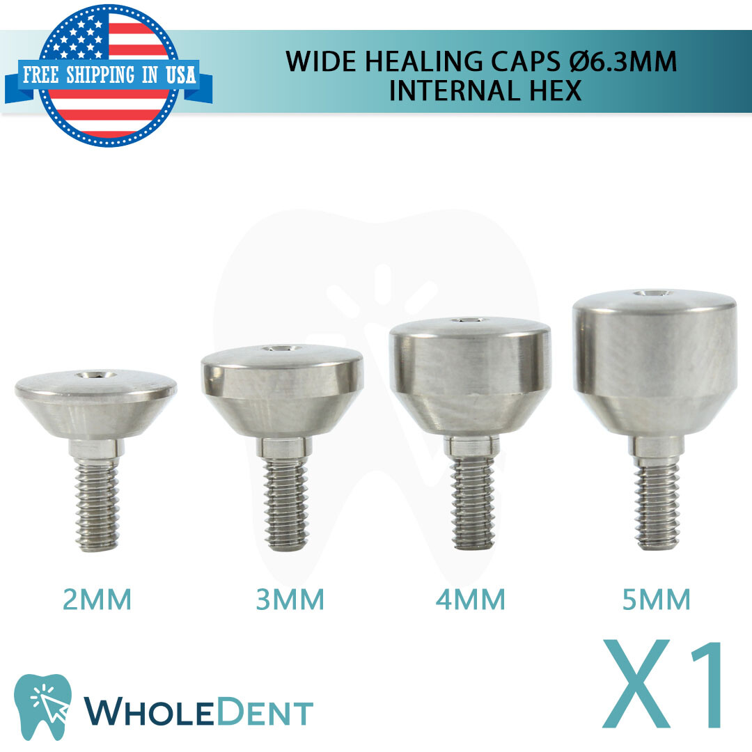 1x Extra Wide Healing Cap Ø6.3mm Int hex 2.42mm Dental