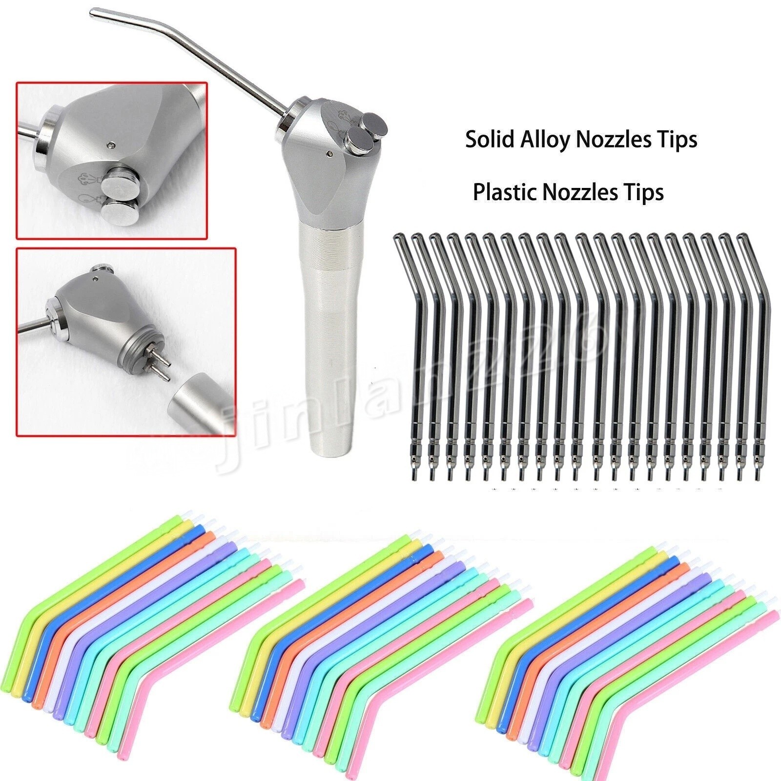 Dental Air Water Spray Triple Syringe Solid Alloy /Plastic Nozzles/Tips/Tubes US