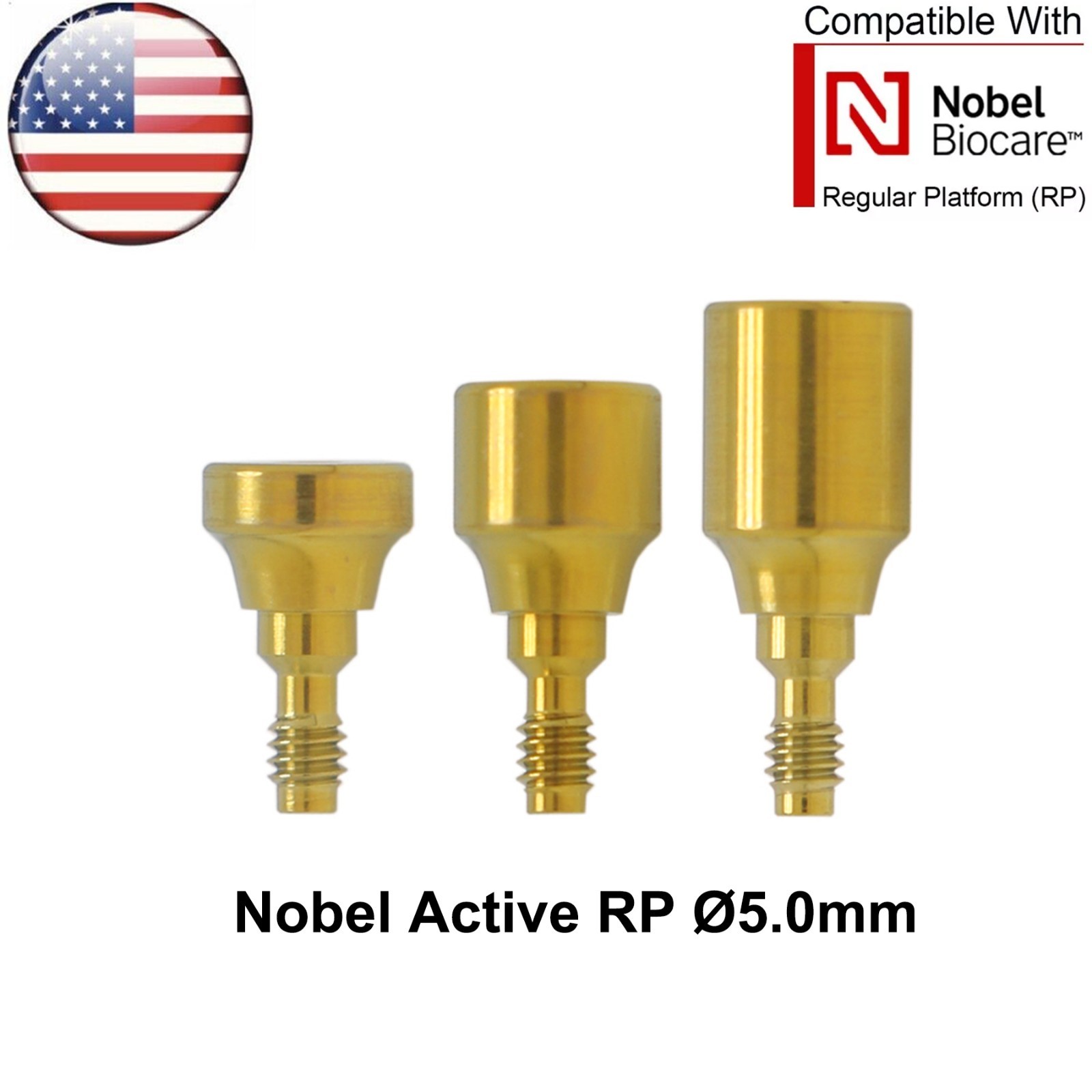 US NOBEL Dental Healing Cap Abutment RP Compatible Biocare Active ∅3.6 ∅5.0 ∅6.0