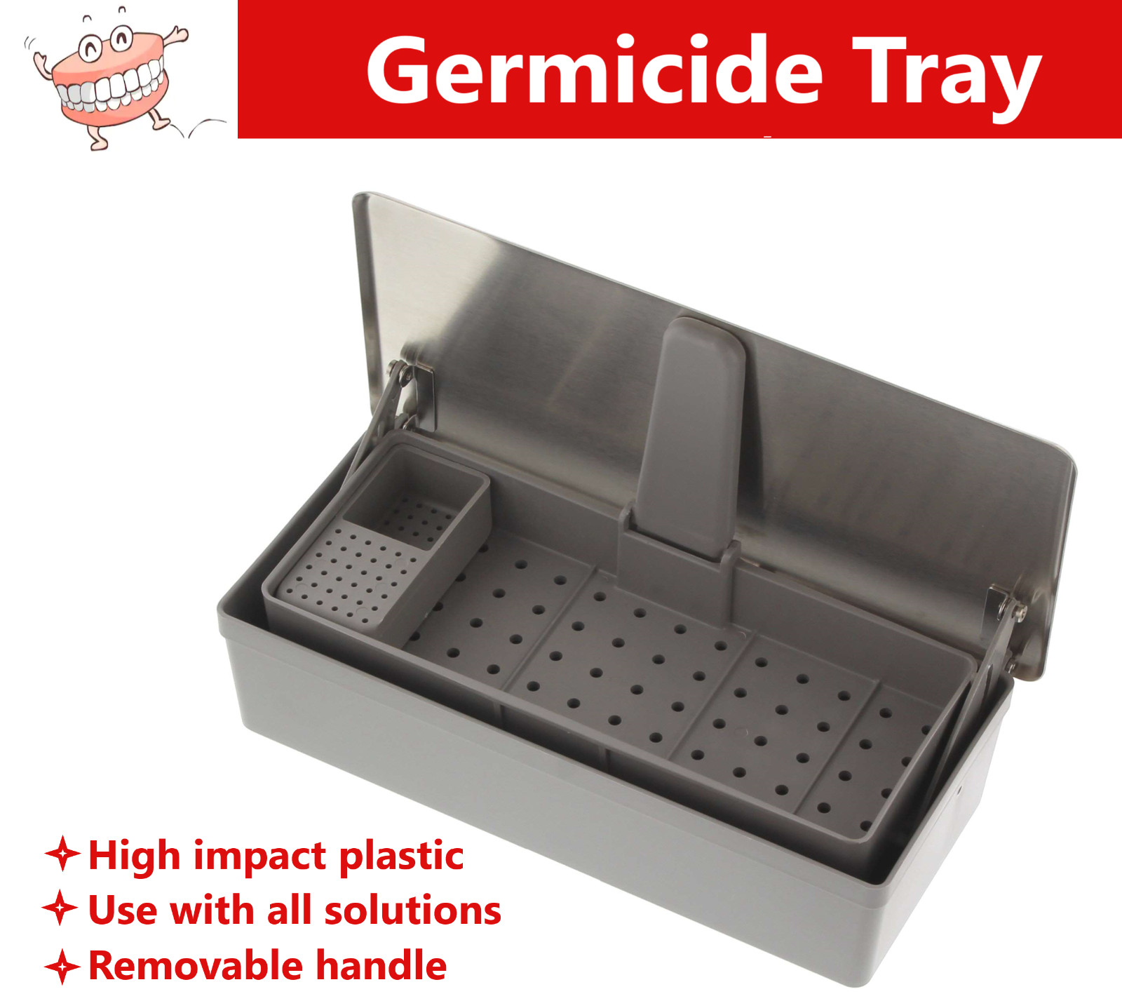 Germicide Tray For the Cold Sterilization of Dental, Tattoo, Medical Instruments