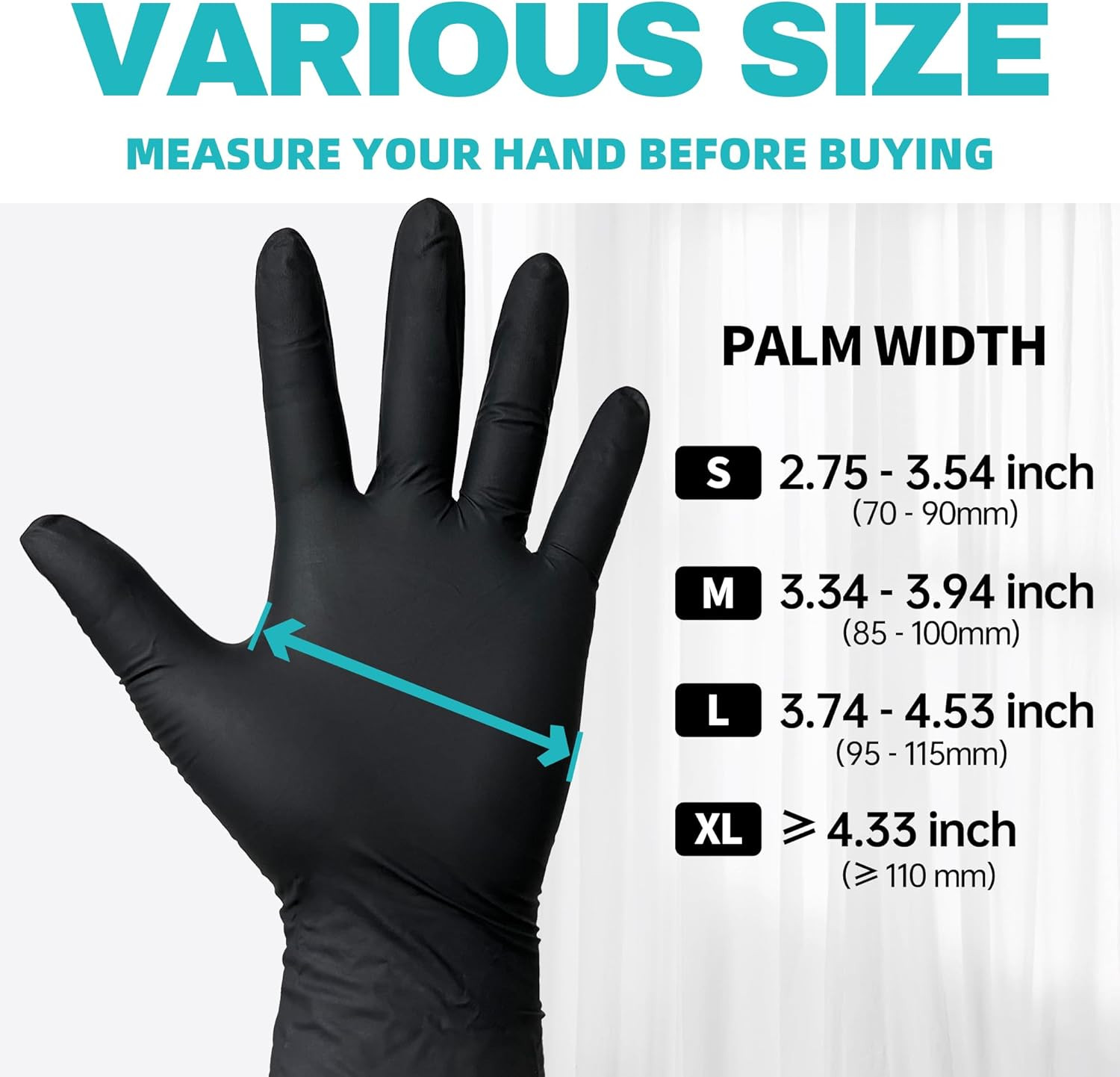 Black Nitrile Exam Gloves, 4.0 Mil, 100 Pcs Disposable Gloves Powder-Free Latex-