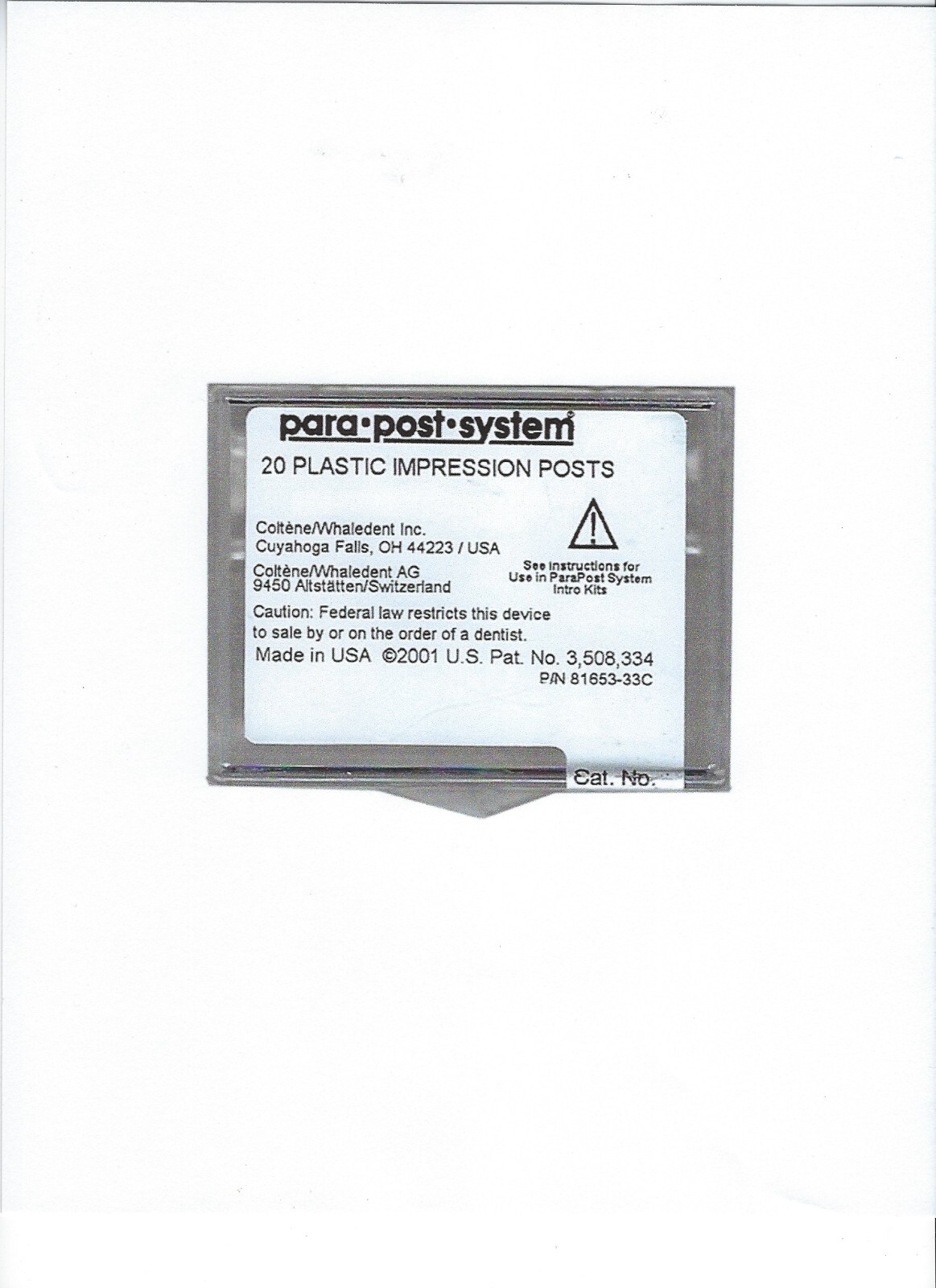 COLTENE P433 ParaPost P43-3 brown .036″ (.9mm) plastic impression post 20 BOX