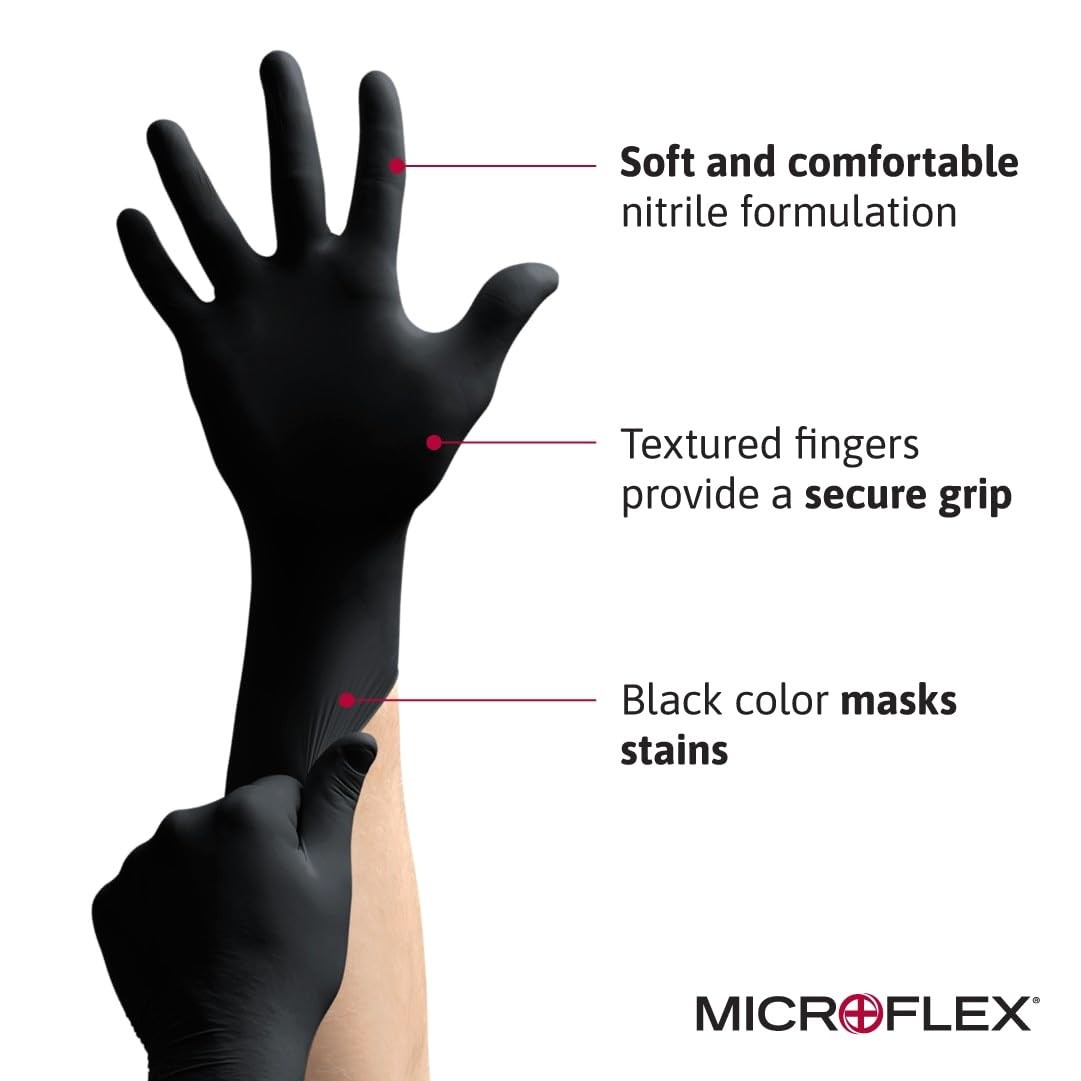 X Large Black Disposable Nitrile Gloves 100 Pack Protective Work Gloves