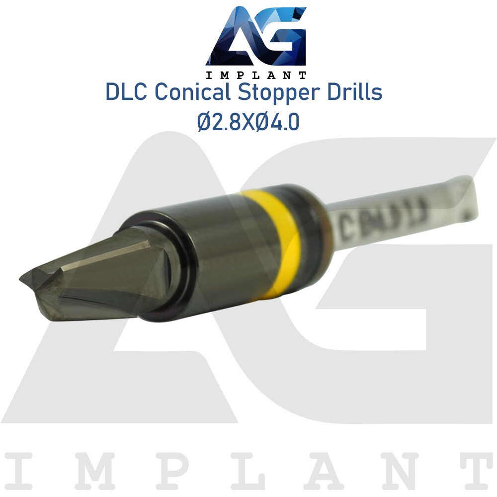 Ø2.8XØ4.0 Integral Stopper DLC Conical Drill External Irrigation Tool Carbon