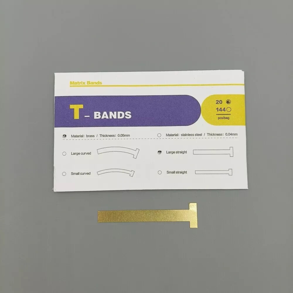 20 Pcs Dental Brass Matrix Large Straight/Curved 0.05mm Tooth Restoration Band