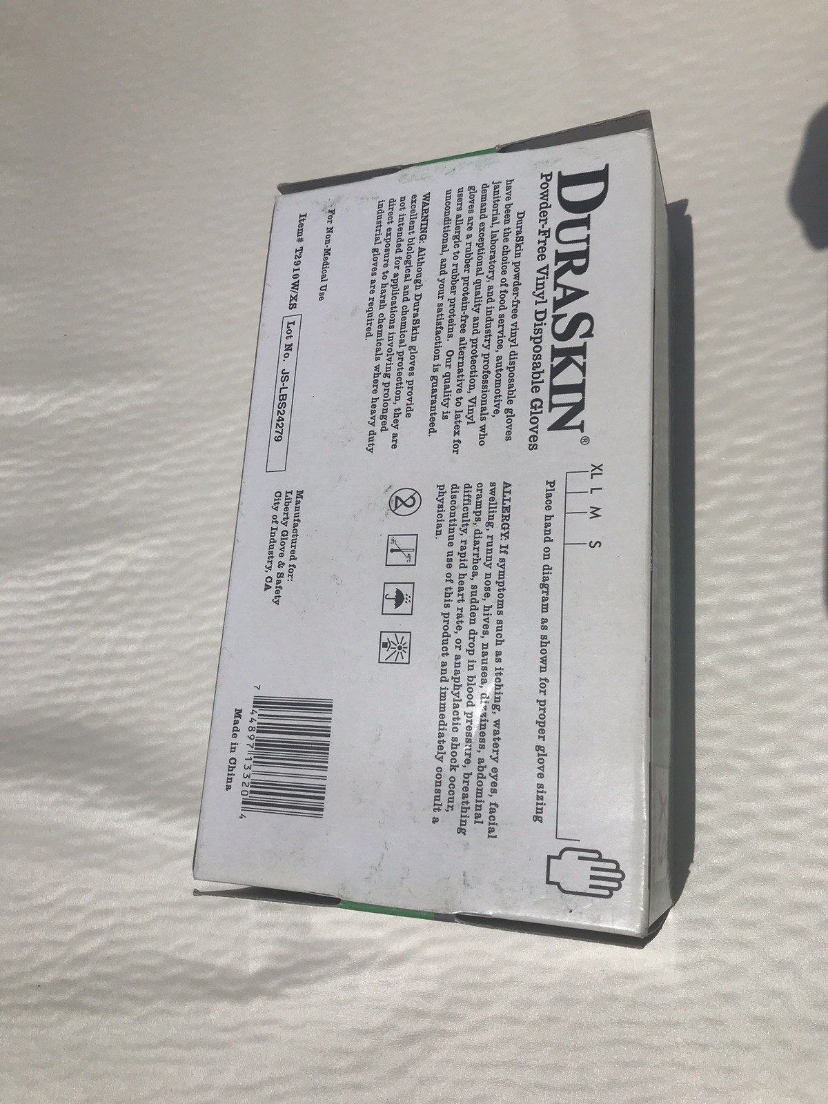 DuraSkin 2904W XS Green 6.5mil Vinyl Disposable Exam Gloves, 100/PK